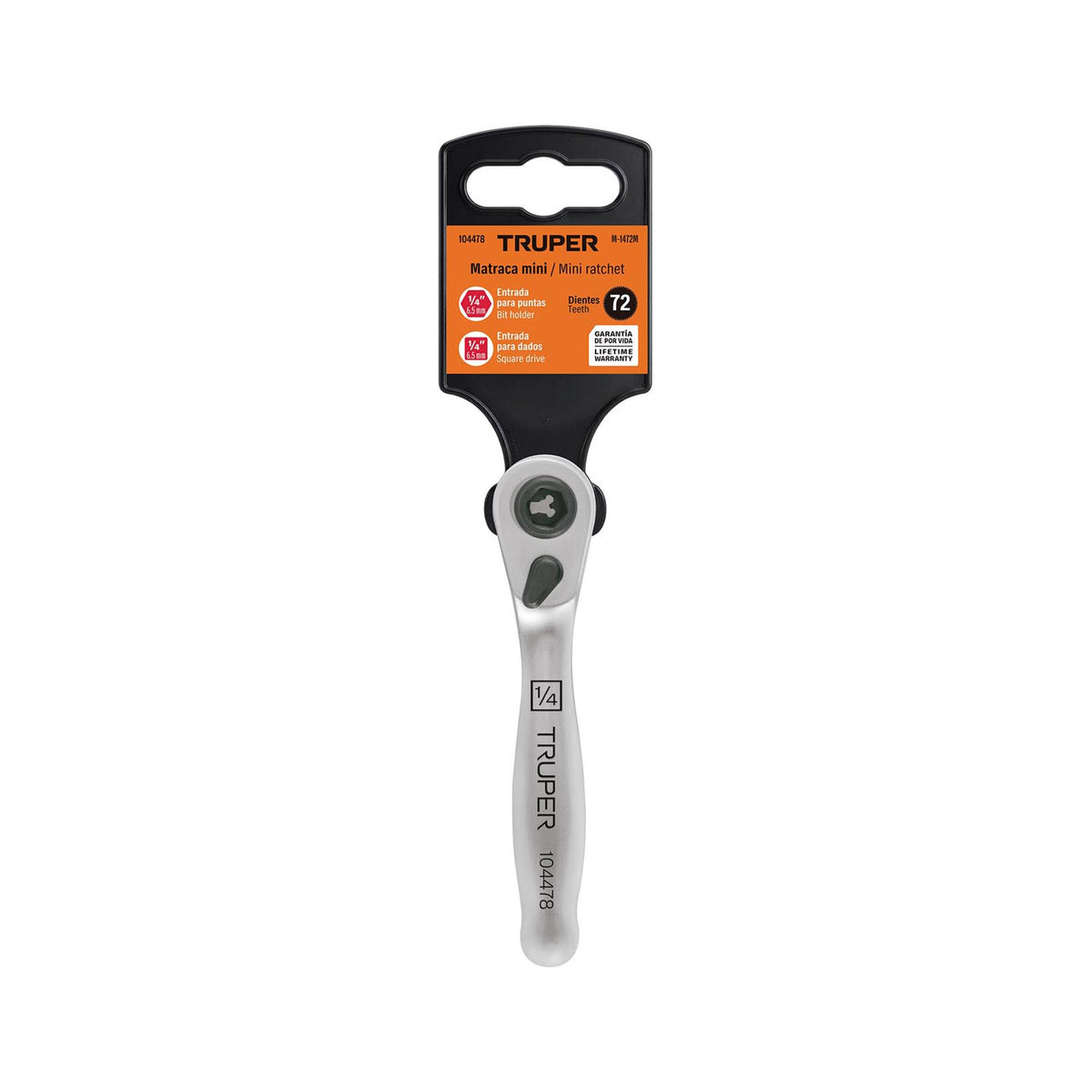 Matraca mini cuadro 1/4" para puntas y dados, TRUPER