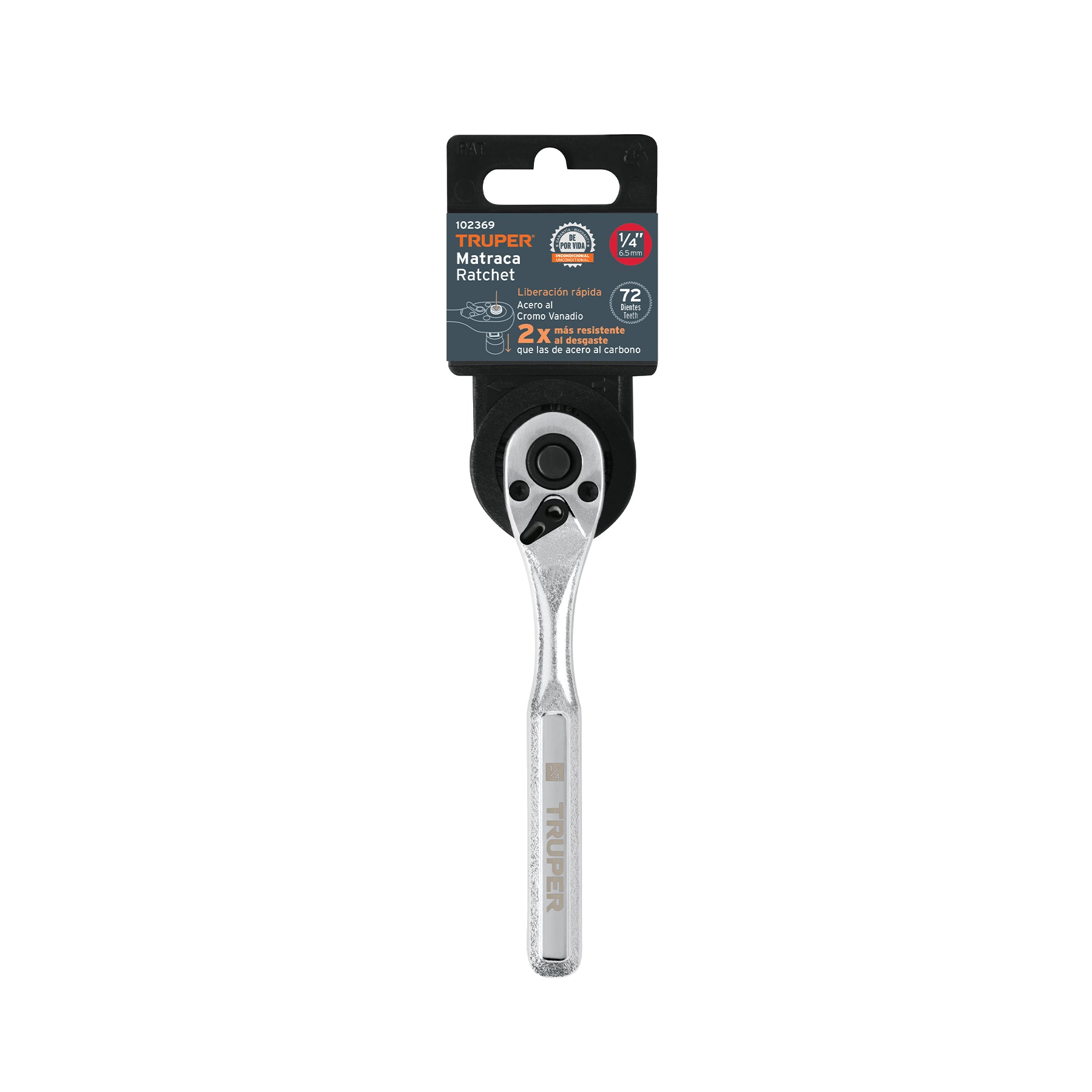 Matraca liberación rápida 72 dientes, cuadro 1/4", TRUPER