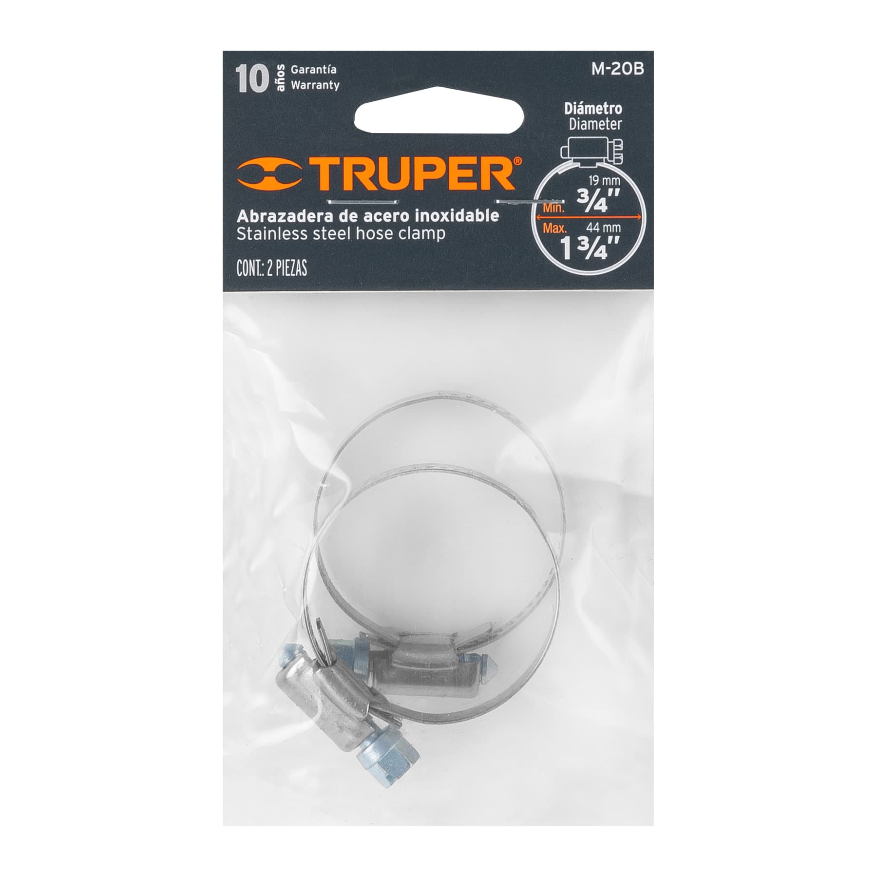 Bolsa c/2 abrazaderas sin fin 20, 3/4 - 1-3/3", TRUPER