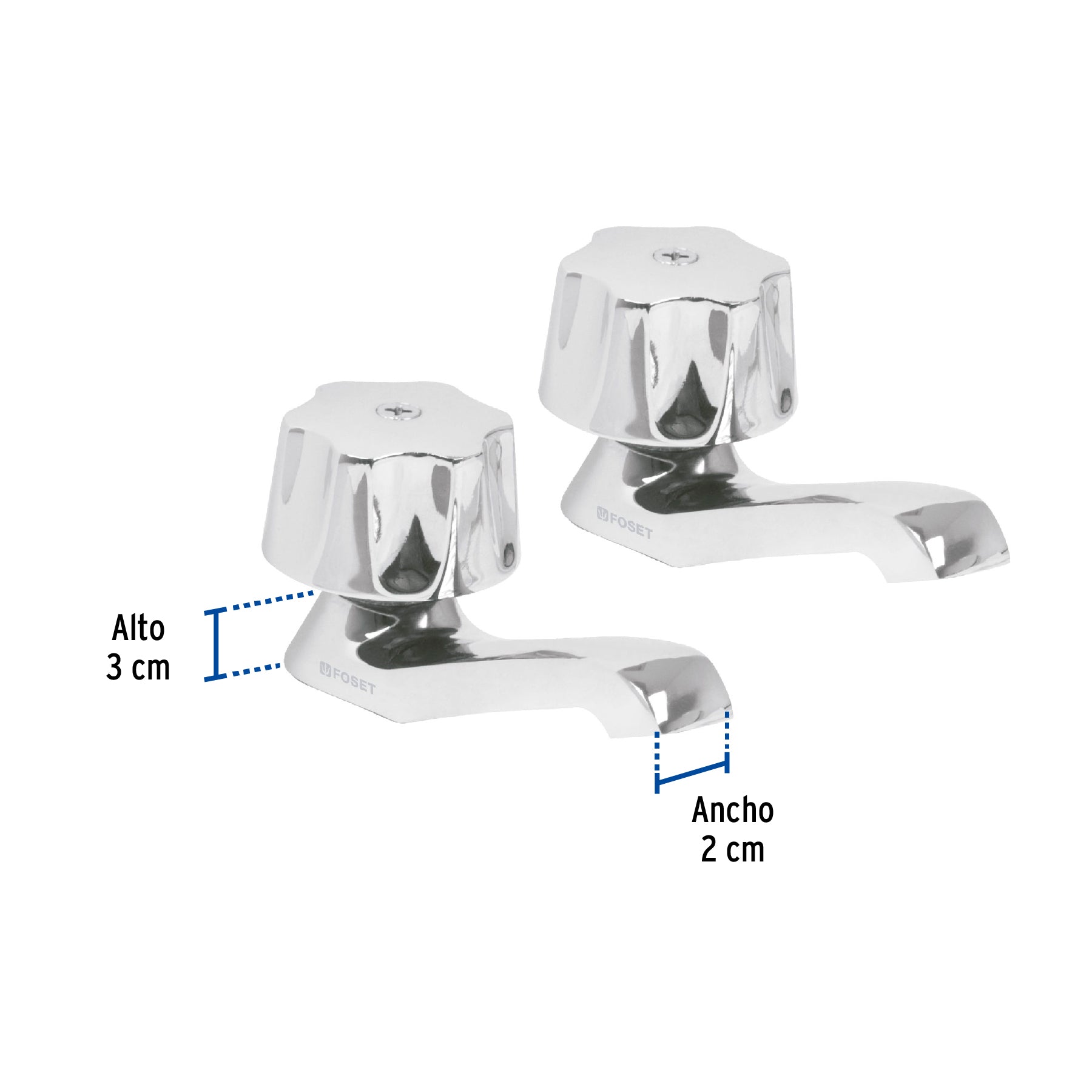 Juego 2 llaves individuales para lavabo, manerales metálicos