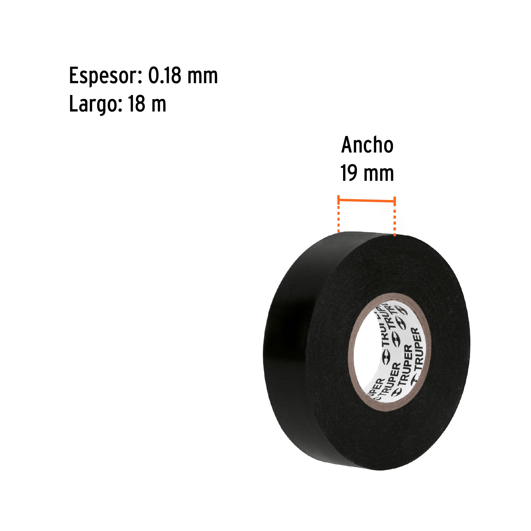 Cinta de aislar de 18 m x 19 mm, negra en blíster, TRUPER