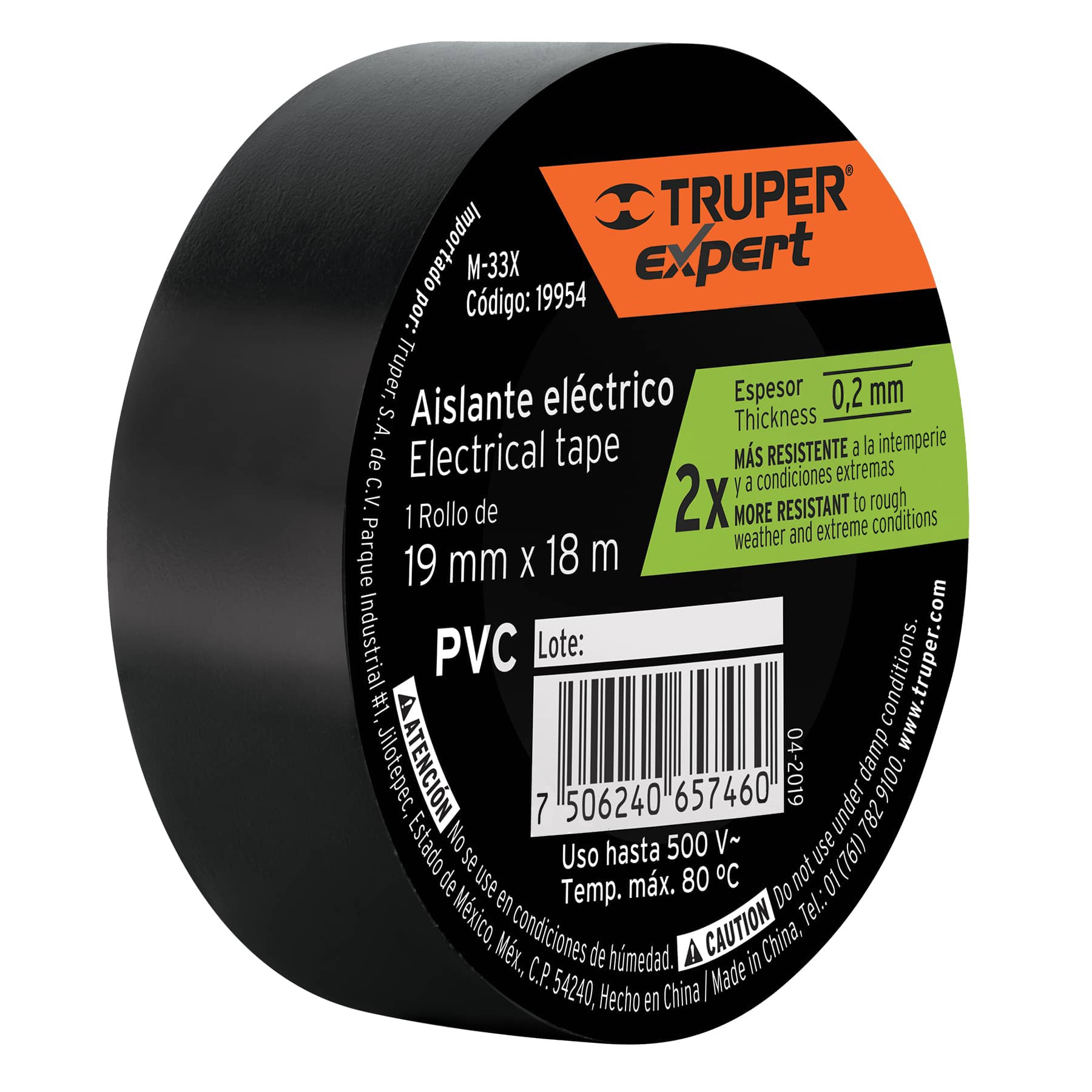 Cinta de aislar 19mm x 18m, TRUPER EXPERT