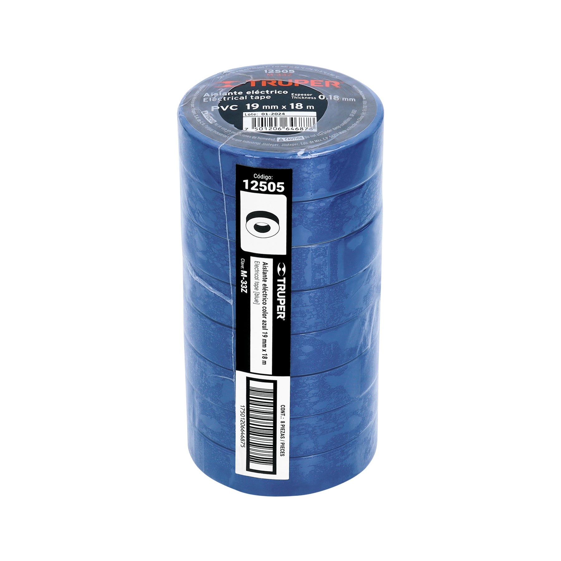Cinta de aislar de 18 m x 19 mm, azul, TRUPER