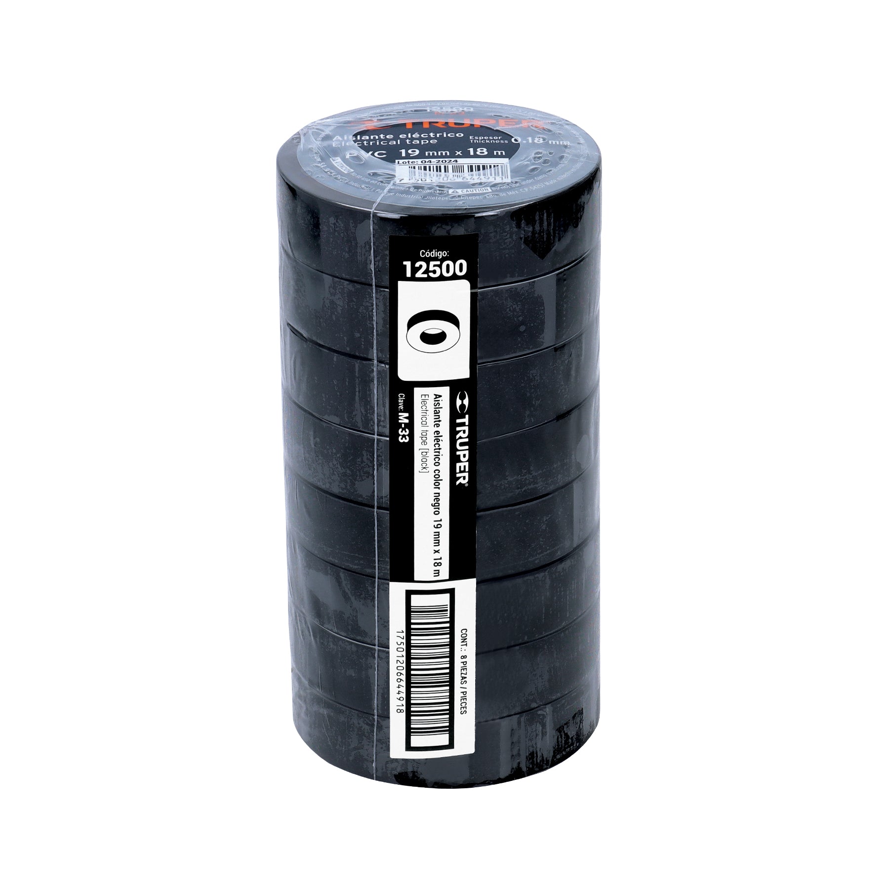 Cinta de aislar de 18 m x 19 mm, negra, TRUPER