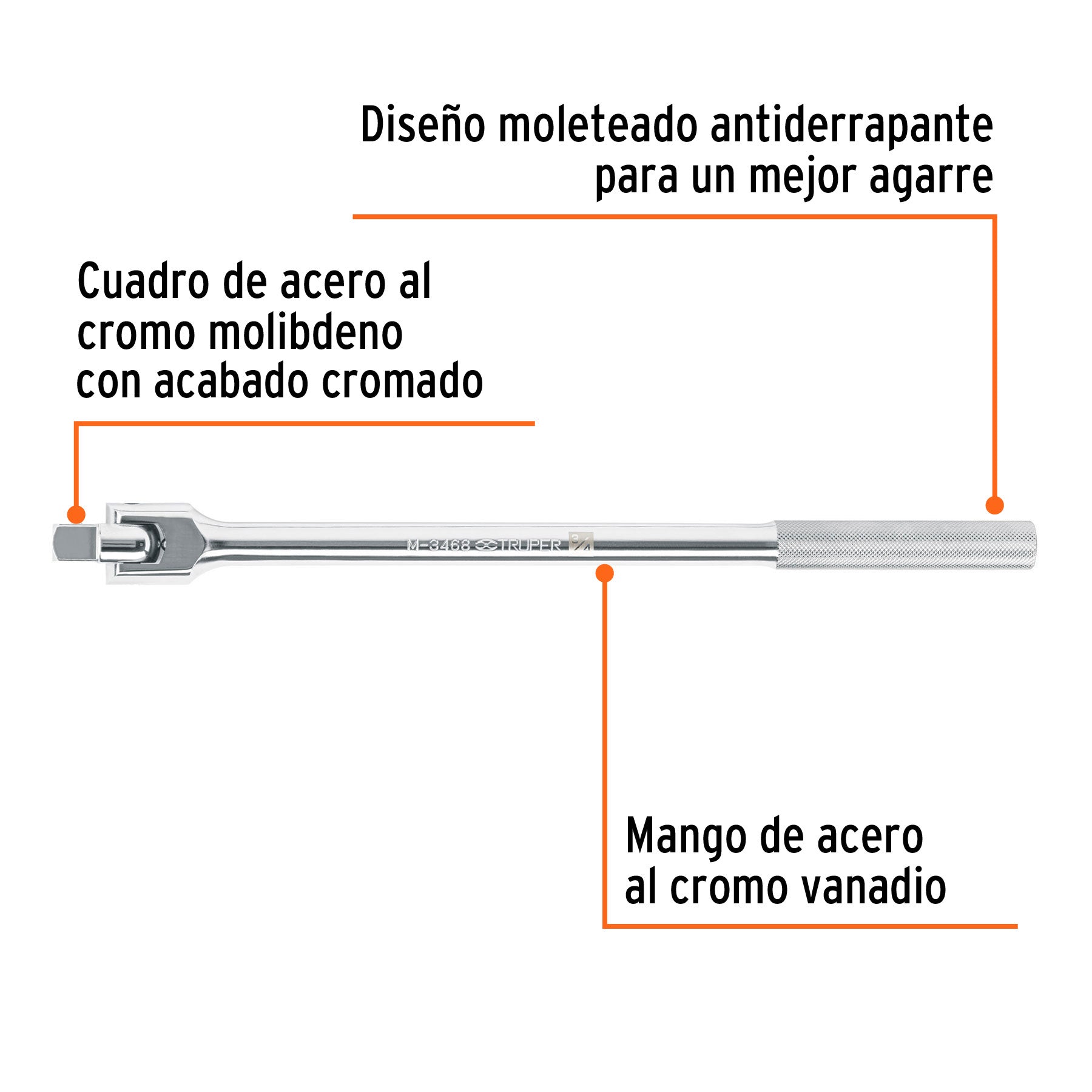 Mango articulado con cuadro de 3/4", largo 20", TRUPER