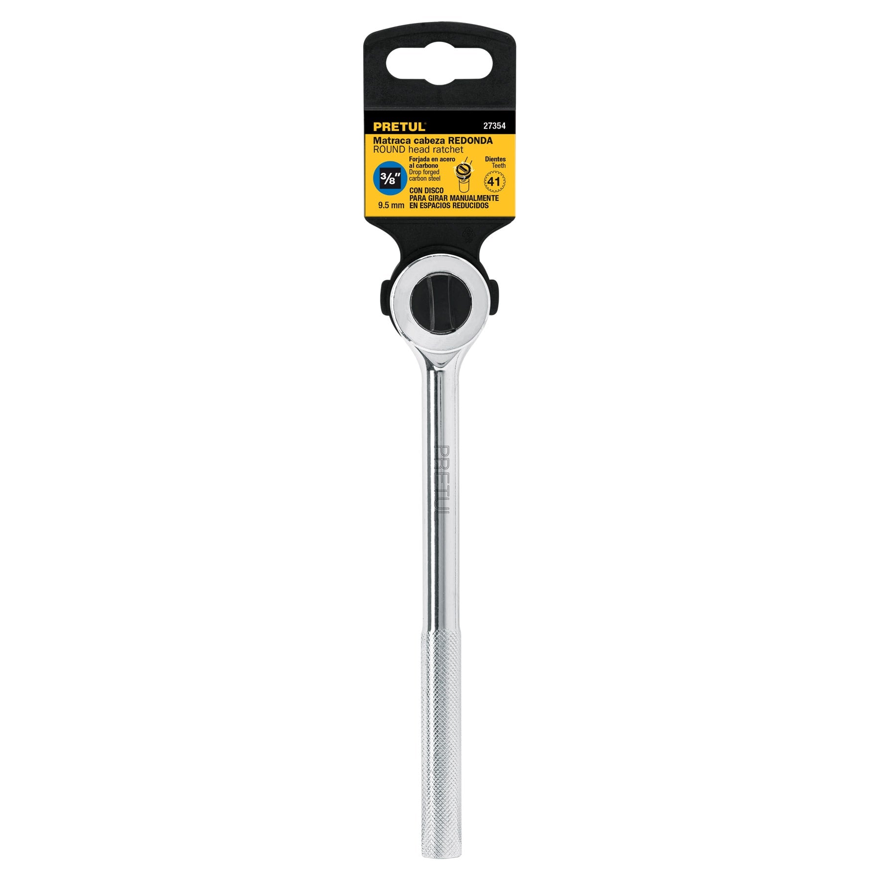 Matraca cuadro 3/8" cabeza redonda con disco, PRETUL