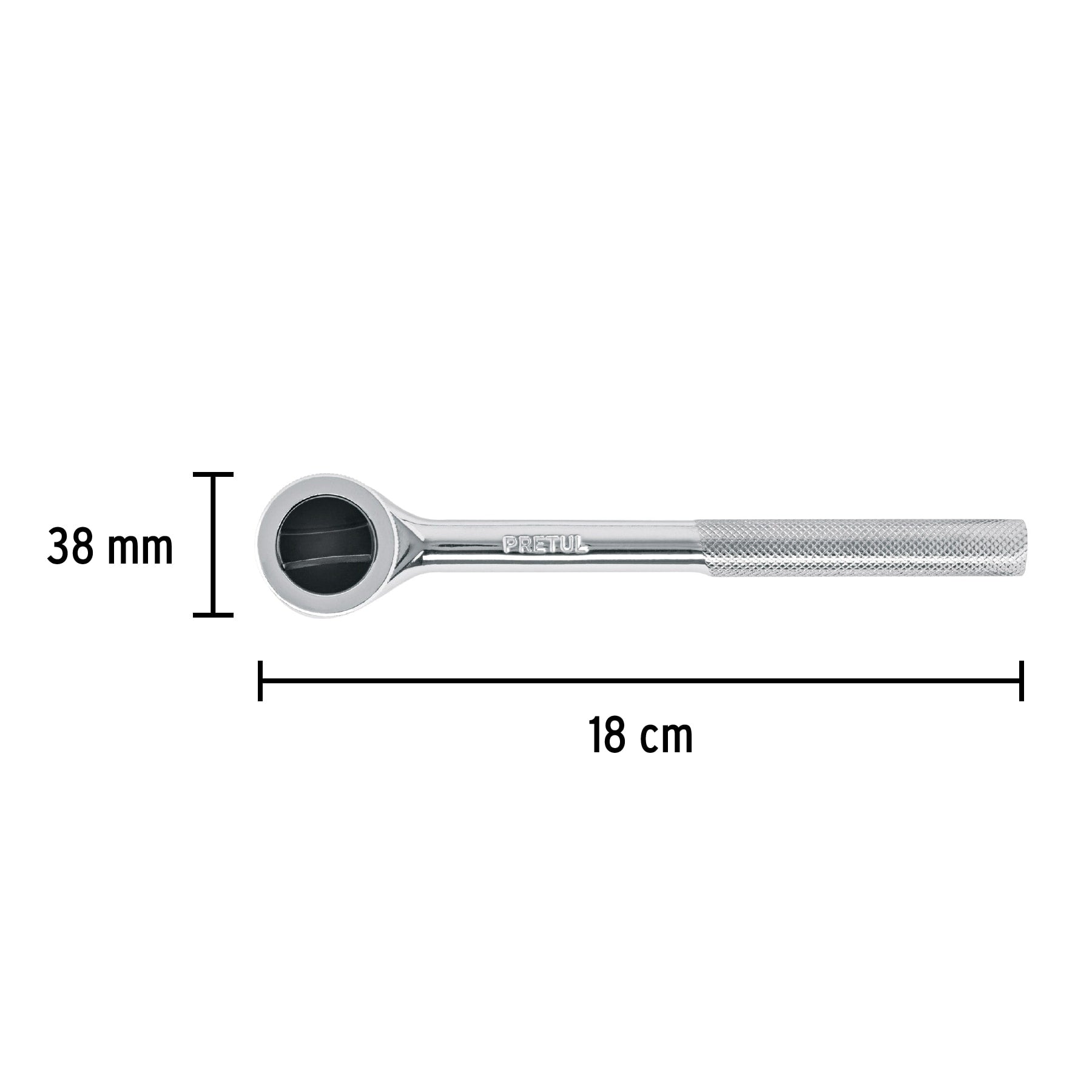 Matraca cuadro 3/8" cabeza redonda con disco, PRETUL