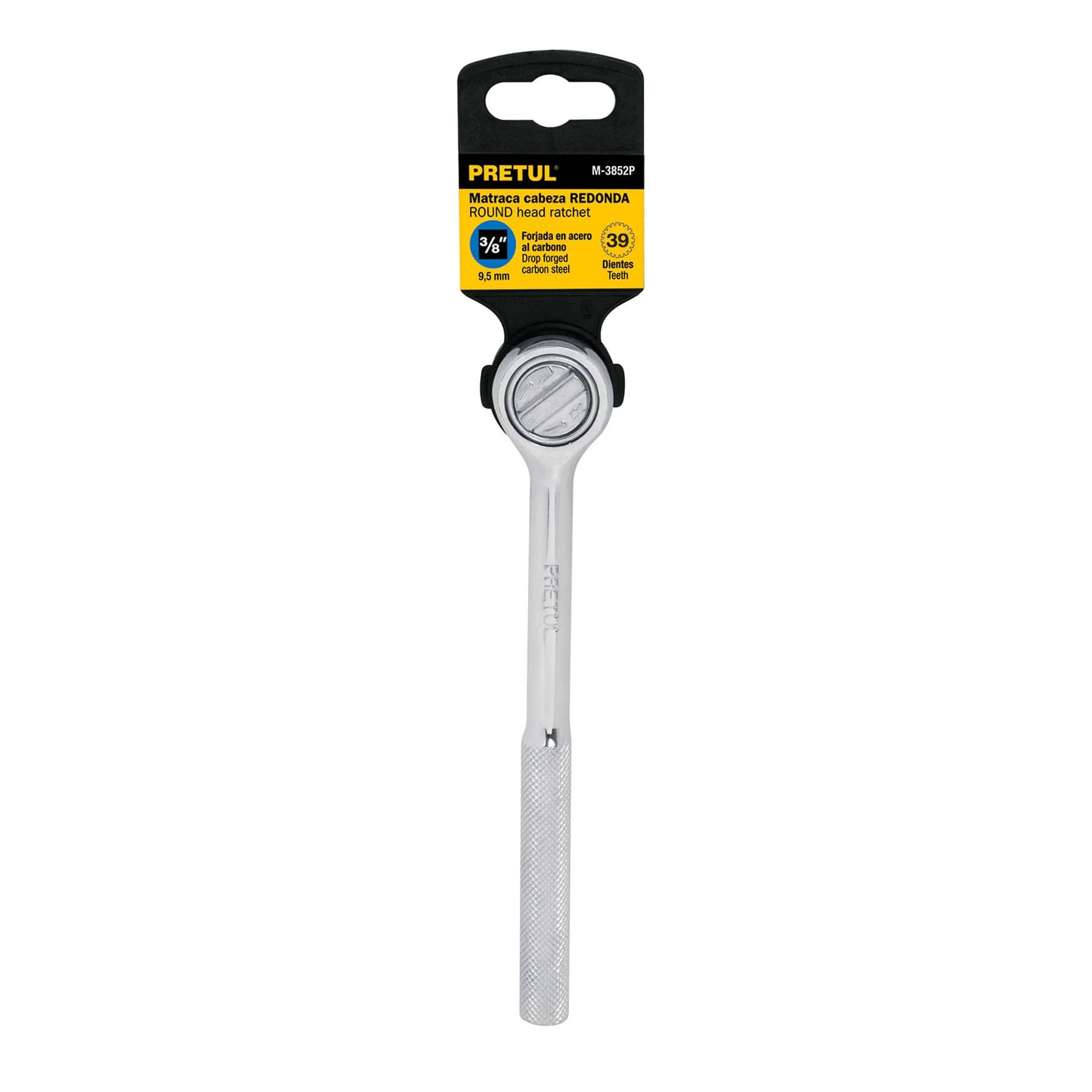 Matraca cuadro 3/8" cabeza redonda, PRETUL