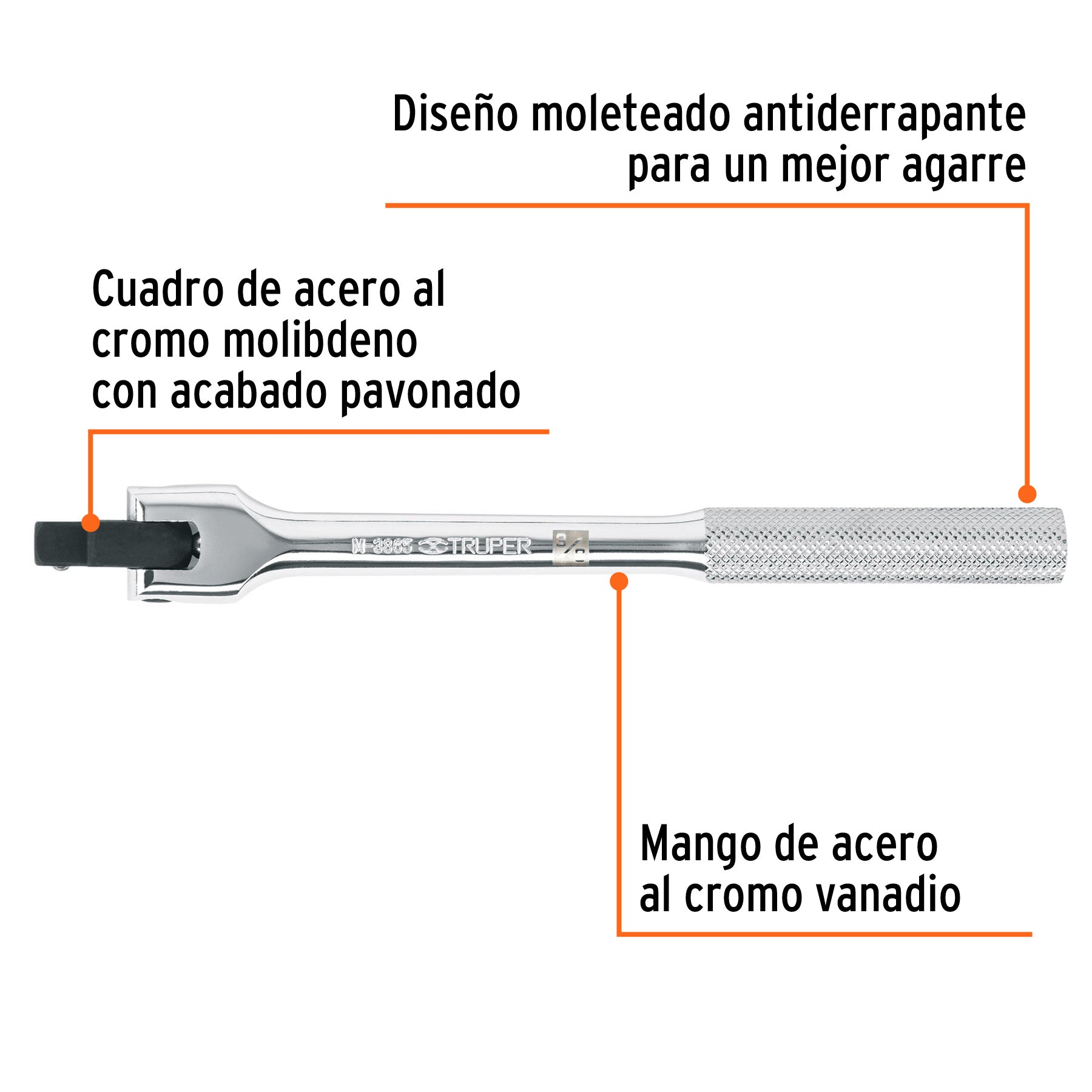 Mango articulado de 7-1/2" x 13 mm para dados cuadro 3/8"