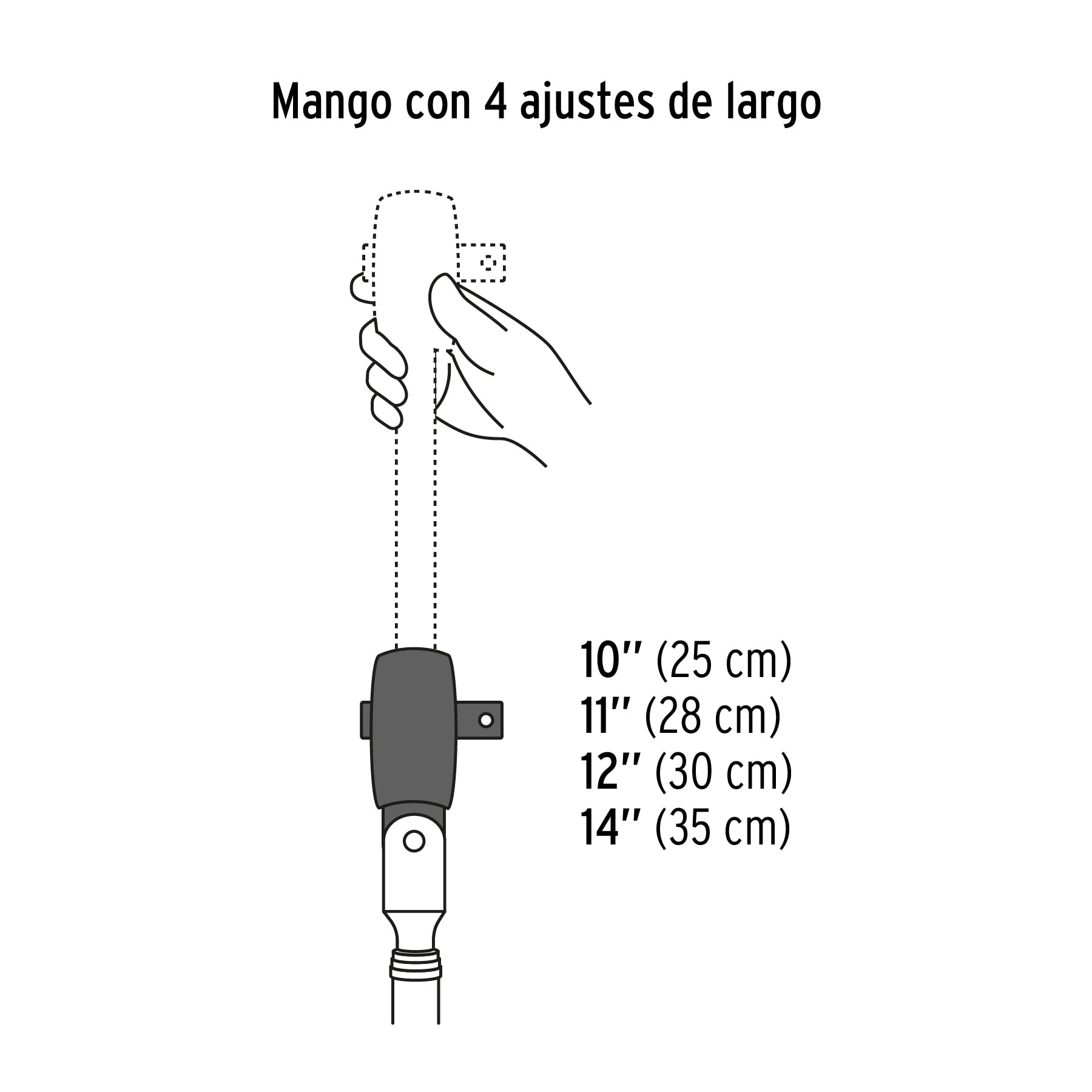 Matraca cuadro 3/8" telescópica de 14" con cabeza articulada