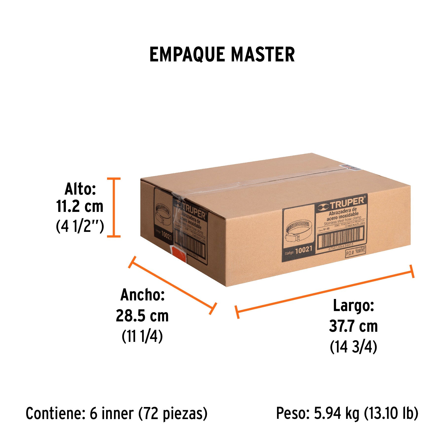 Bolsa c/4 abrazaderas sin fin 4, 3/8 - 5/8", TRUPER - Empaque