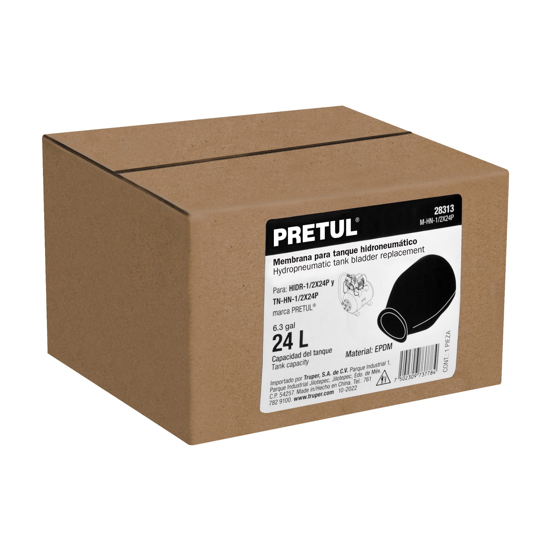 Membrana para hidroneumático HIDR-1/2X24P, PRETUL