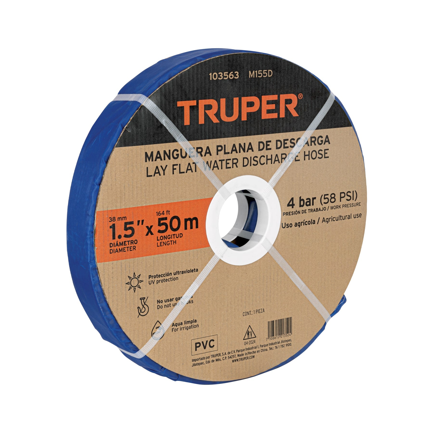 Rollo de manguera plana de 1.5" x50m de descarga p/motobomba