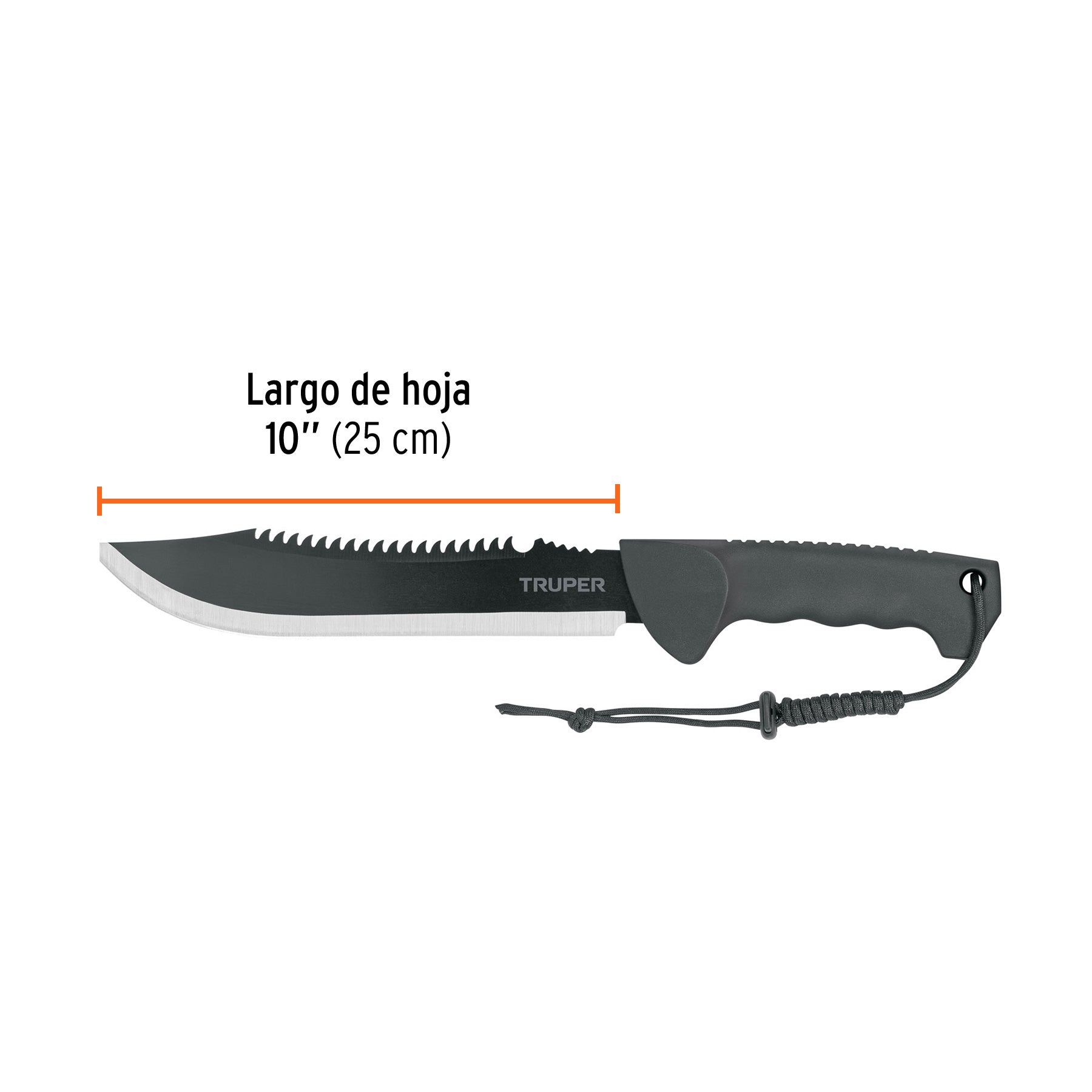 Machete doble filo 10", cacha inyectada, con funda, TRUPER