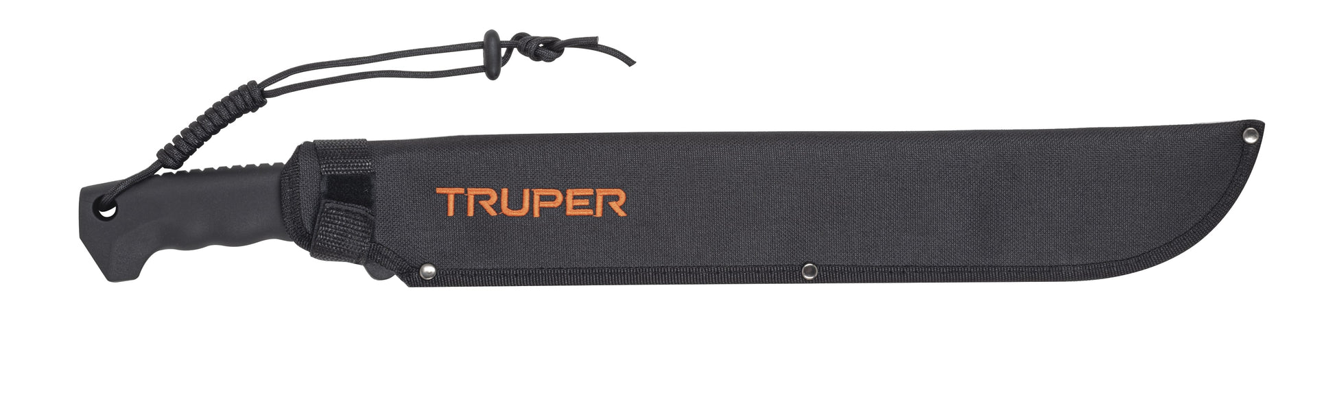 Machete doble filo 14", cacha inyectada, con funda, TRUPER