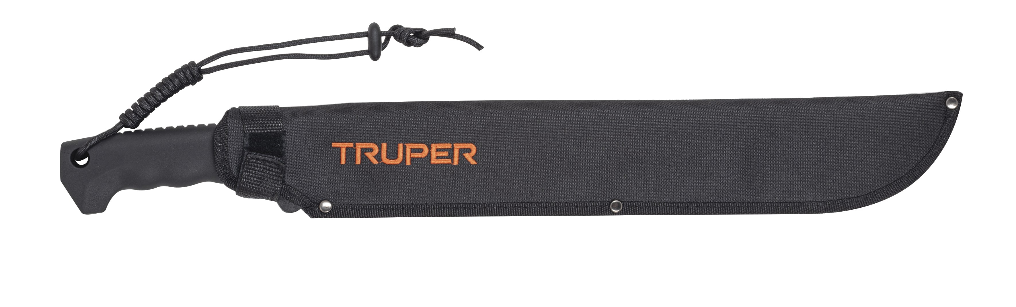 Machete doble filo 14", cacha inyectada, con funda, TRUPER
