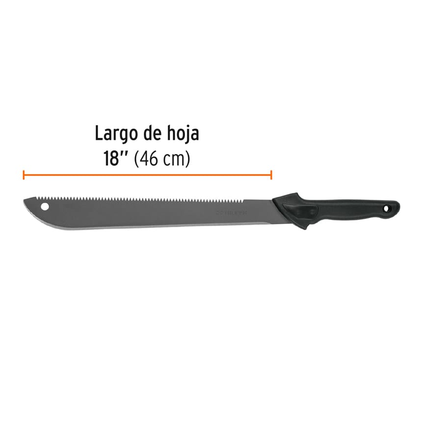 Machete doble filo 18" cacha inyectada, con funda, TRUPER