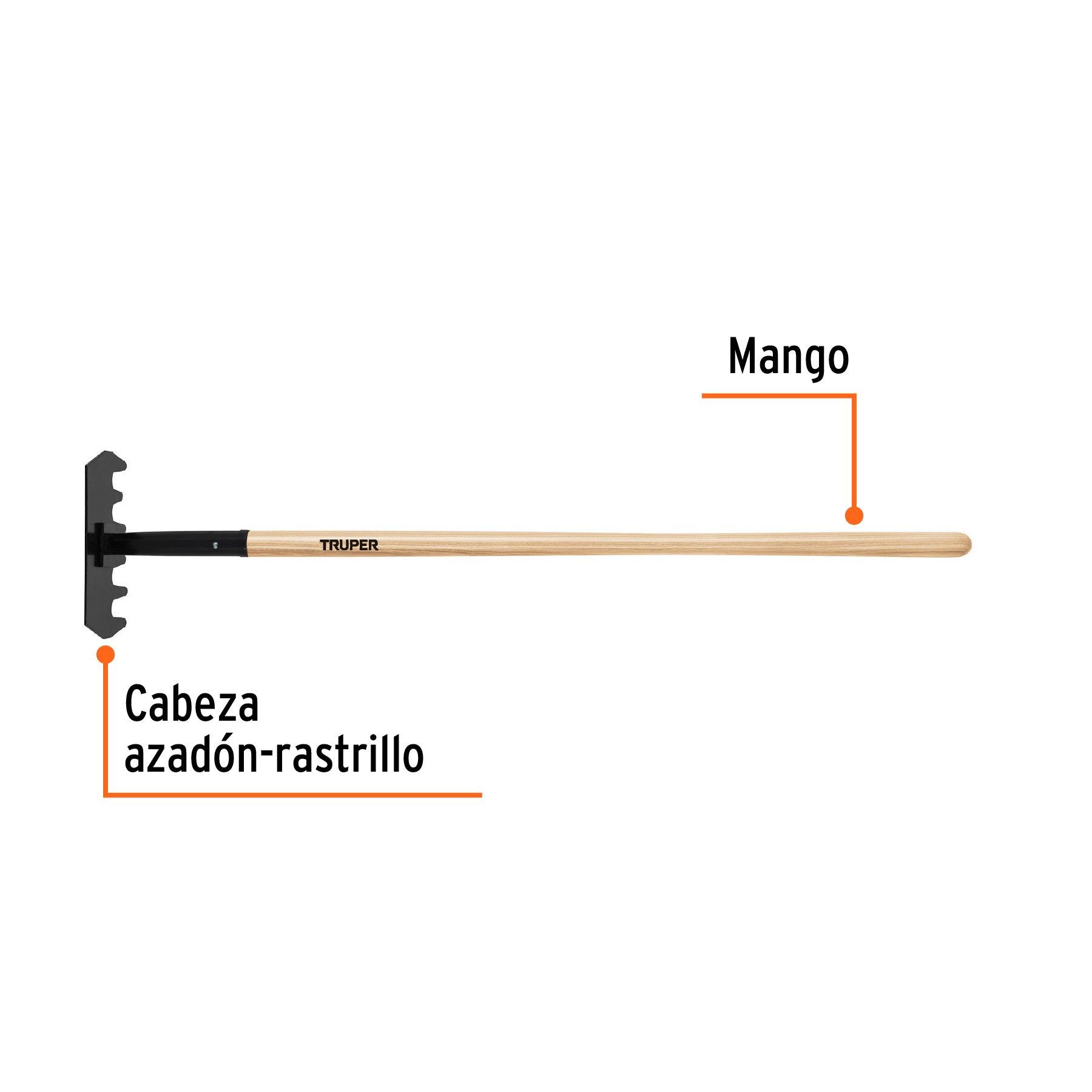 Rastrillo McLeod con mango de madera de 48", TRUPER
