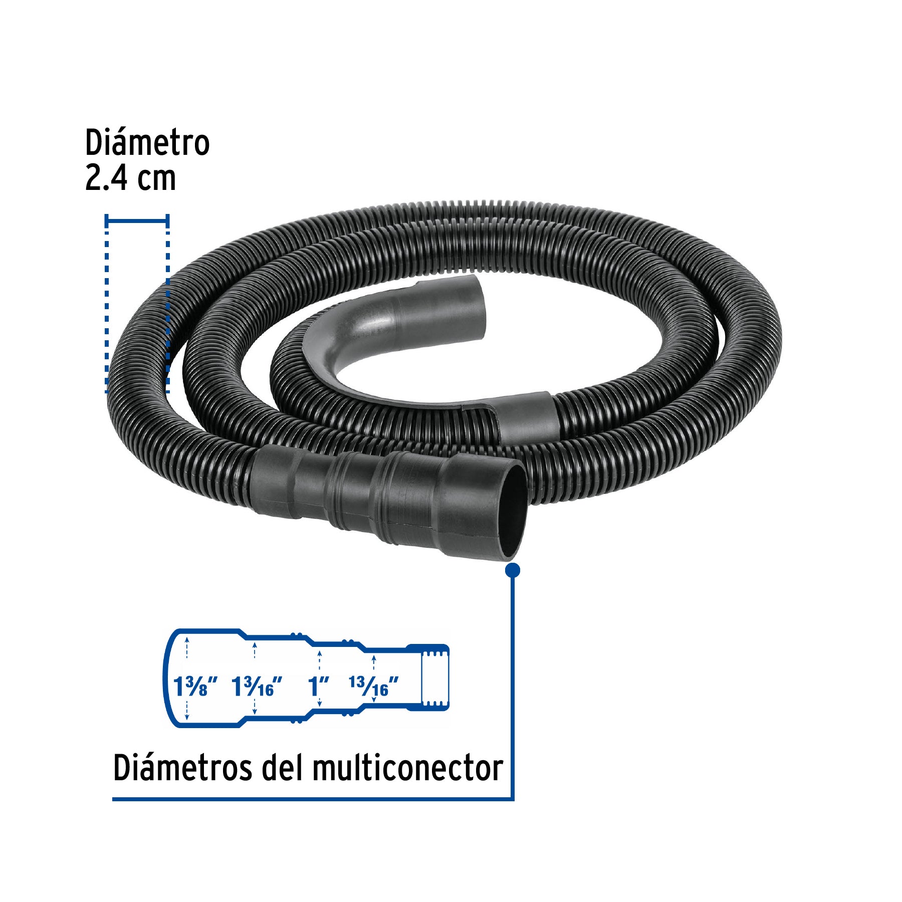 Manguera con multiconector, desagüe lavadora, 1.5 m, FOSET