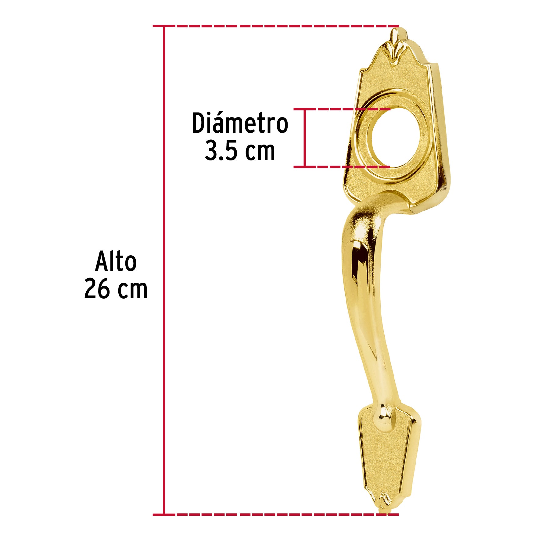 Chapetón metálico para puerta, acabado latón brillante