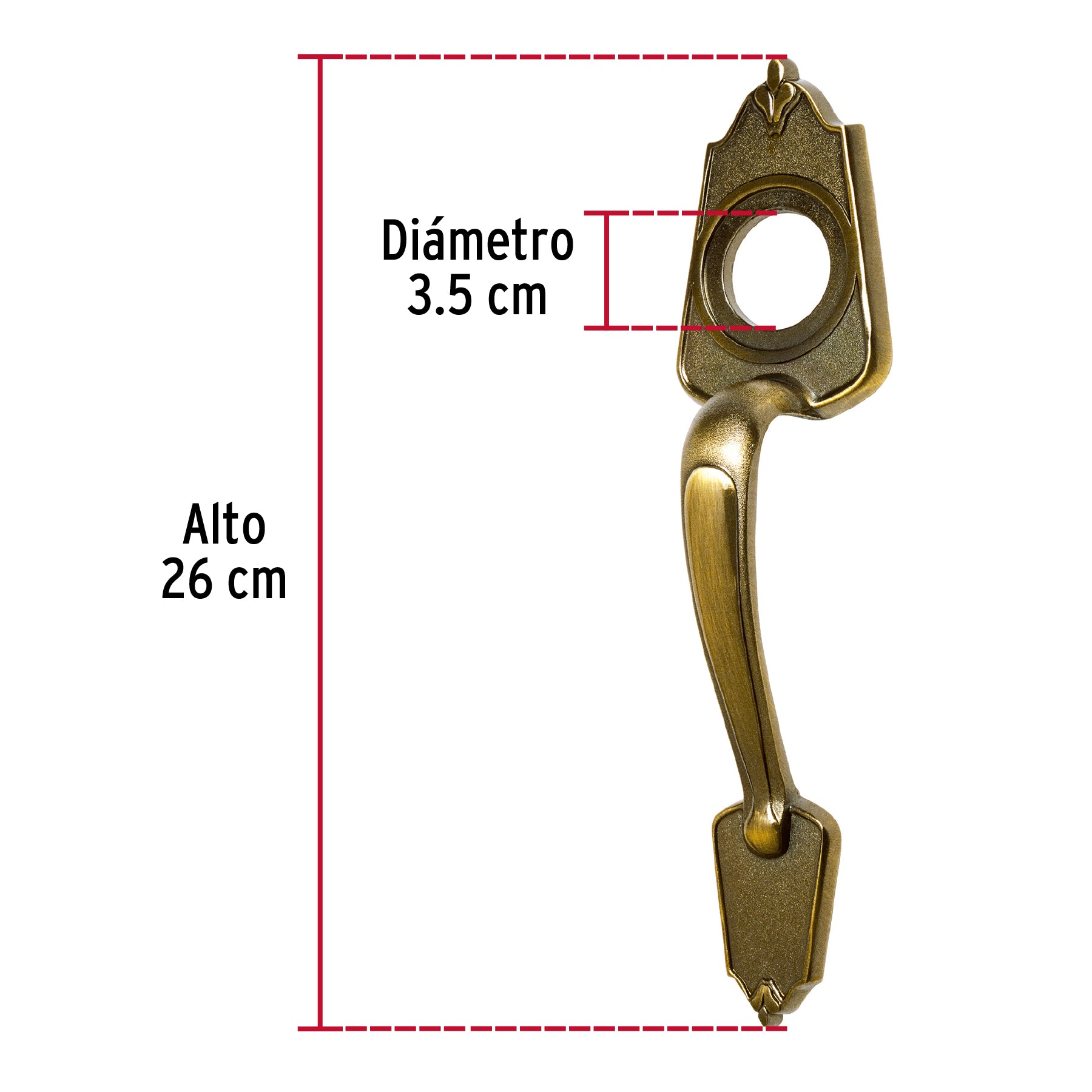 Chapetón metálico para puerta, acabado latón antiguo