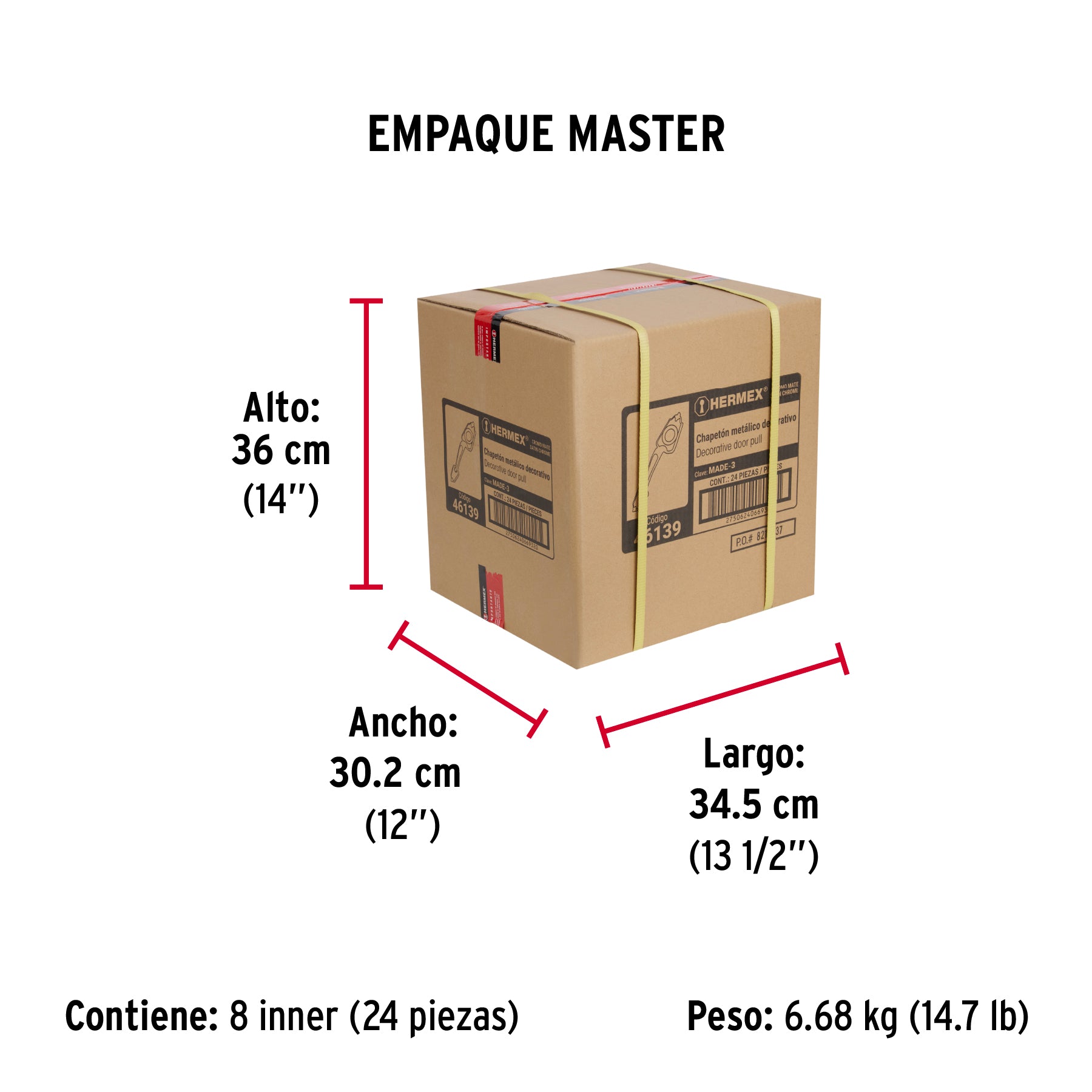 Chapetón metálico para puerta, acabado cromo mate - Empaque