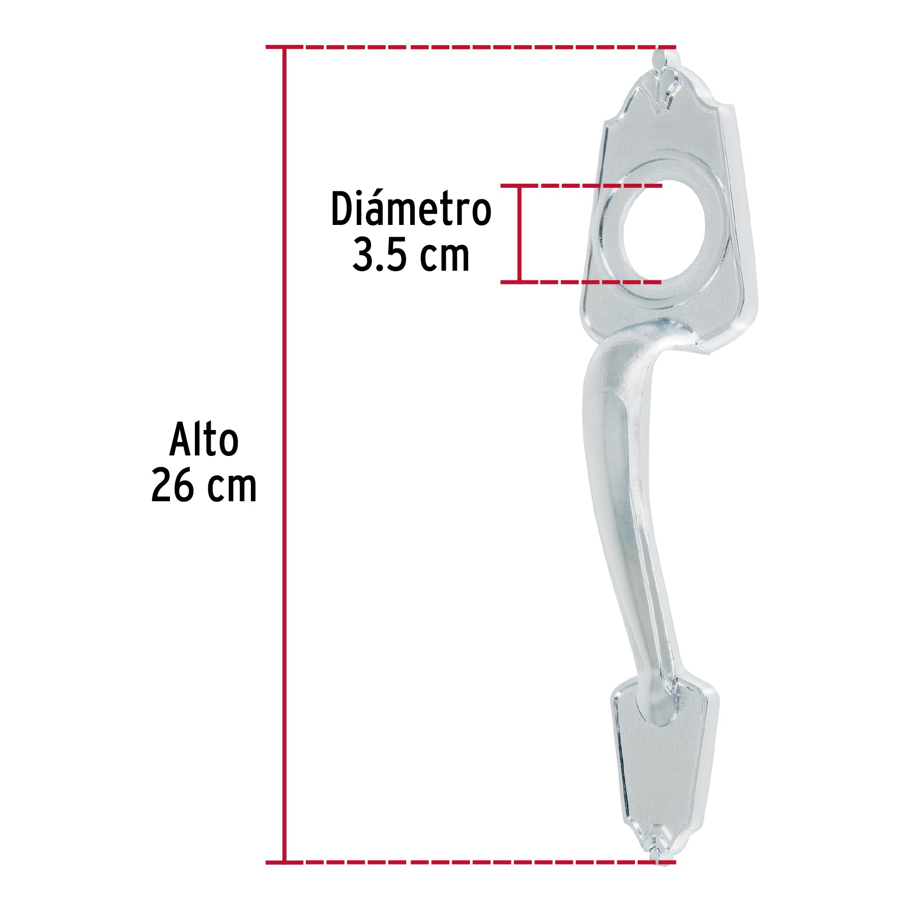 Chapetón metálico para puerta, acabado cromo mate