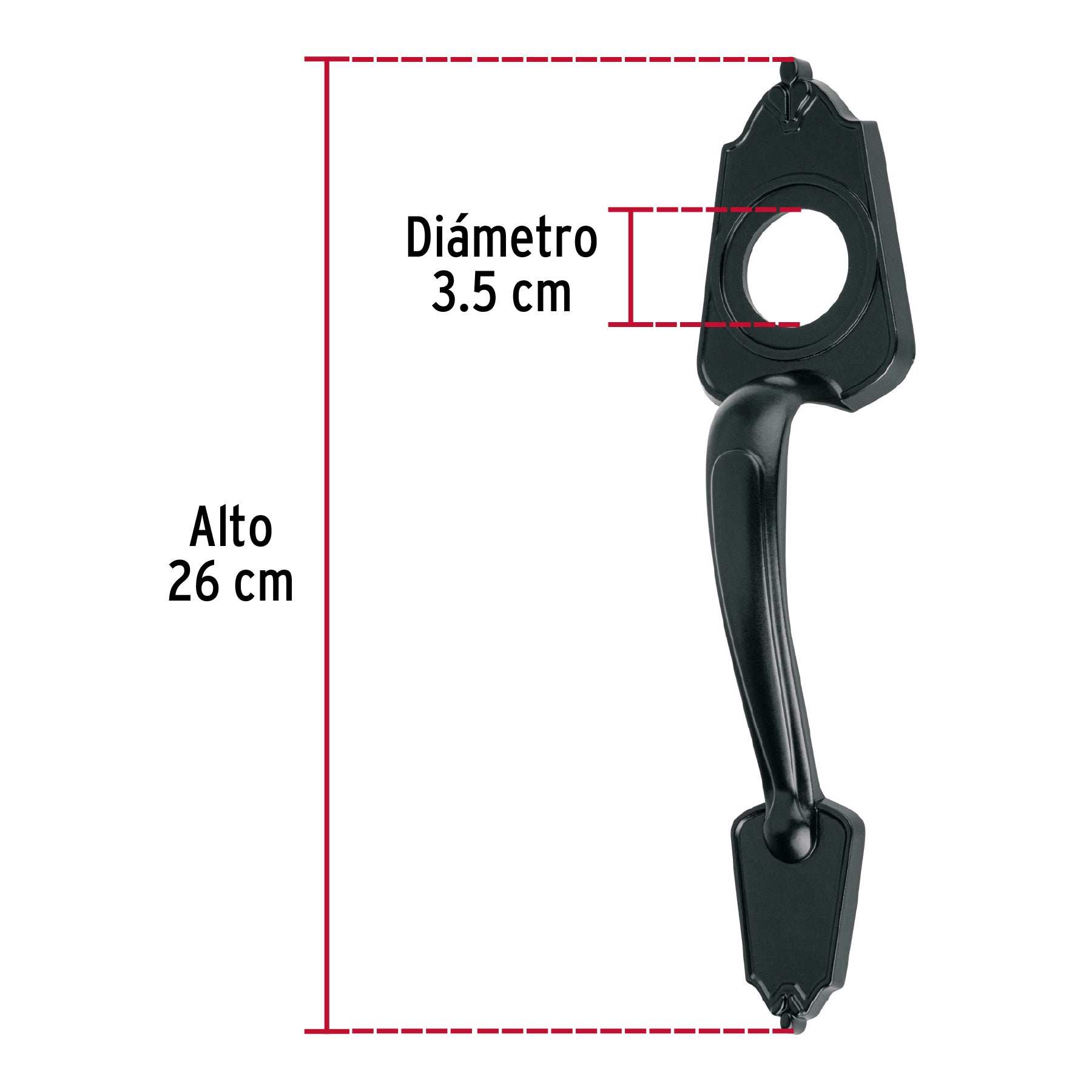 Chapetón metálico para puerta, acabado negro