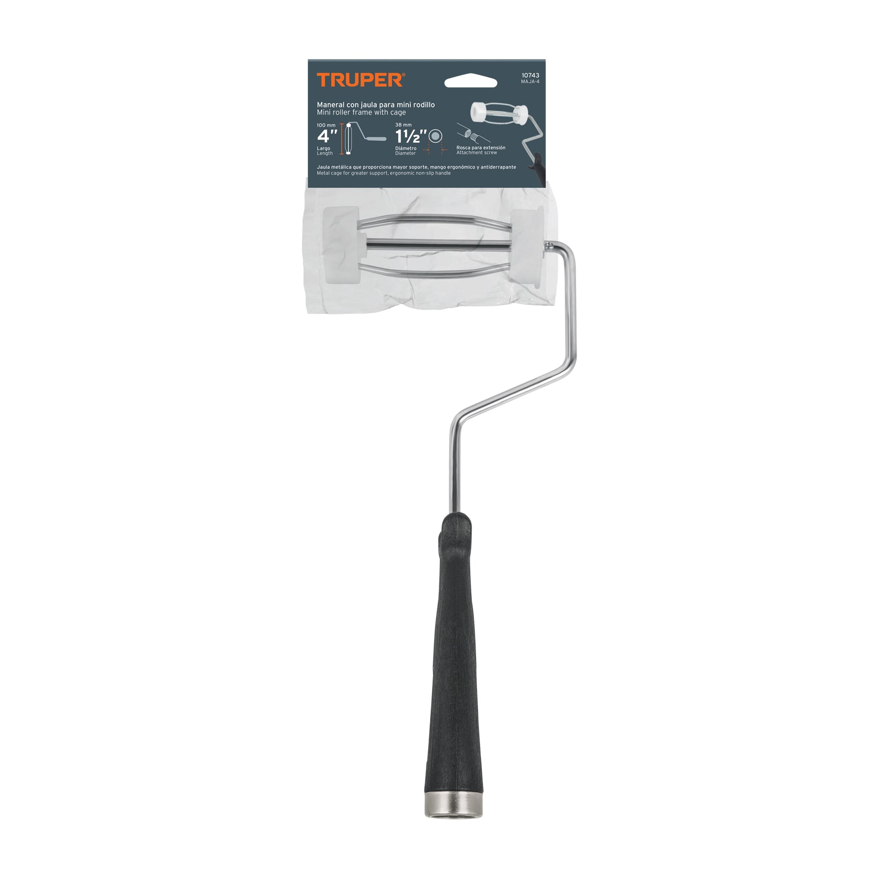 Maneral de 4" con jaula para rodillo, TRUPER