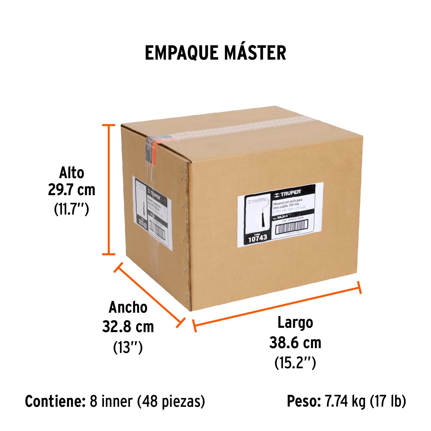 Maneral de 4" con jaula para rodillo, TRUPER - Empaque