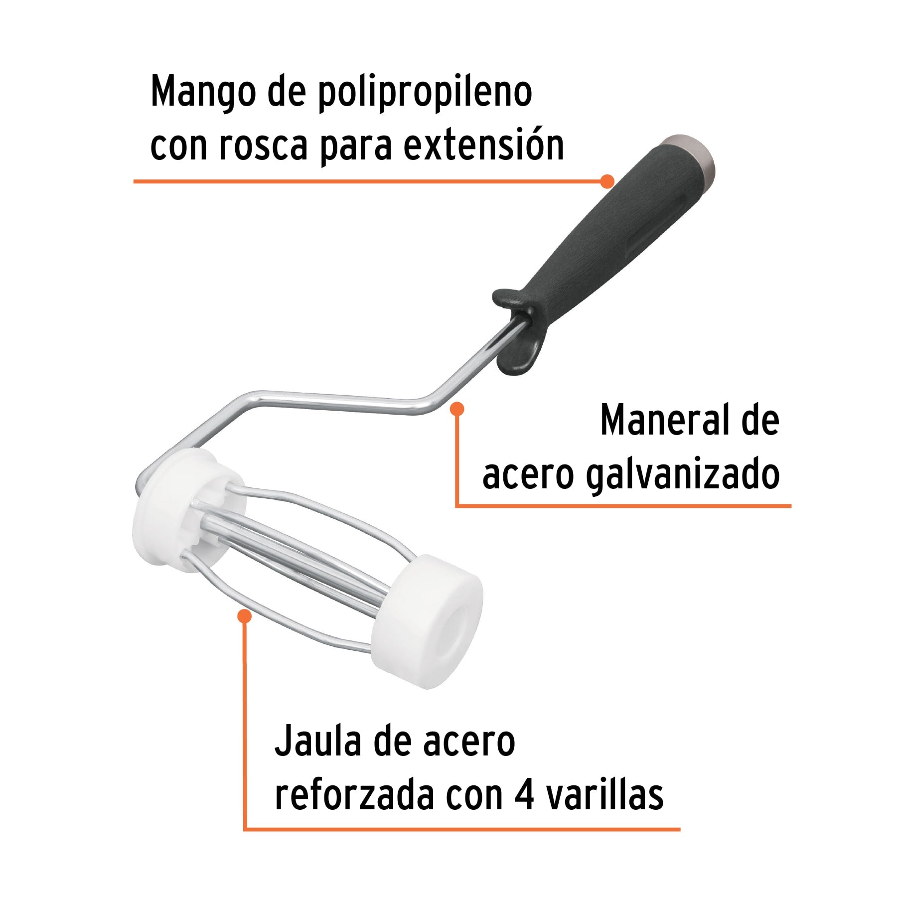 Maneral de 4" con jaula para rodillo, TRUPER