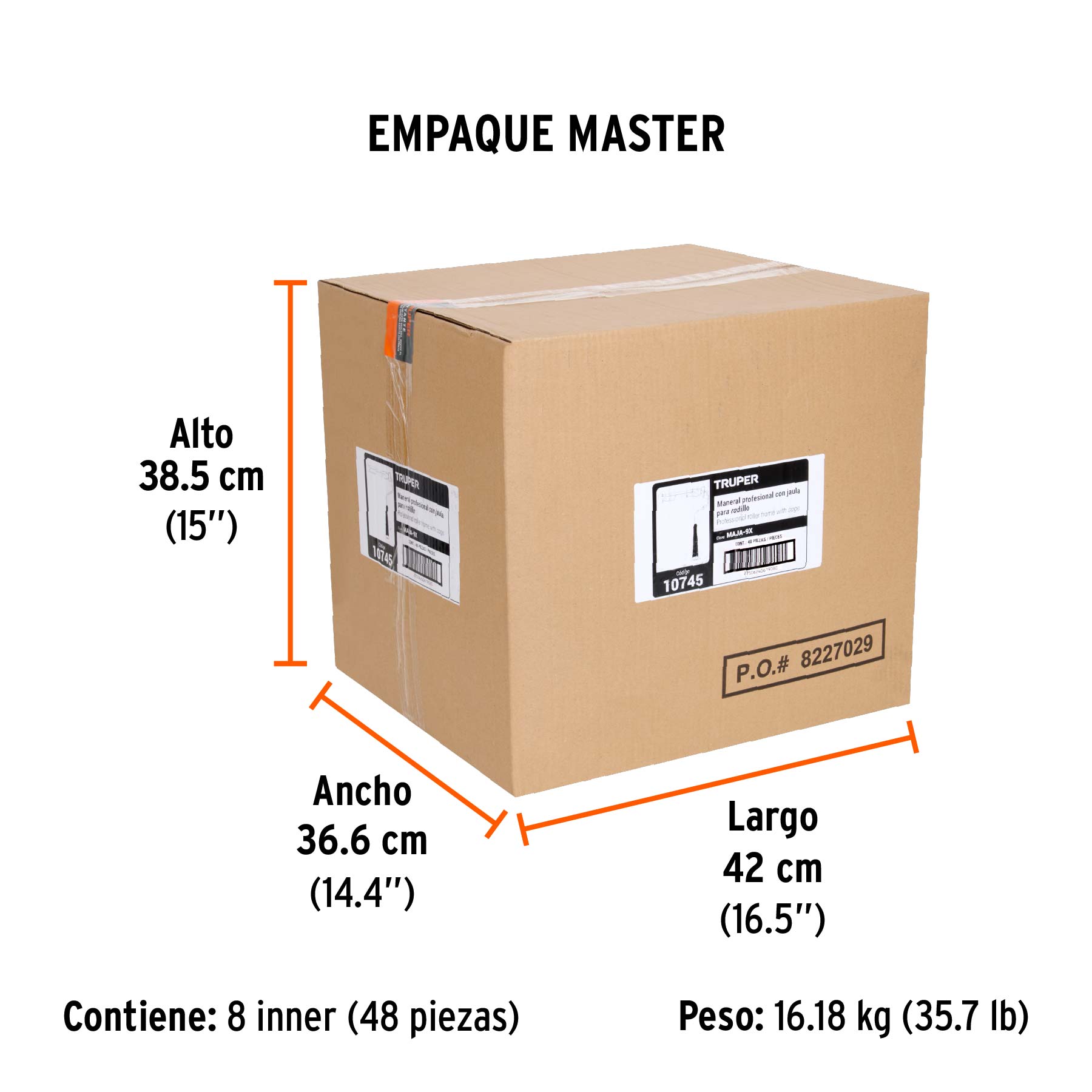 Maneral de 9", reforzado, con jaula para rodillo, TRUPER - Empaque
