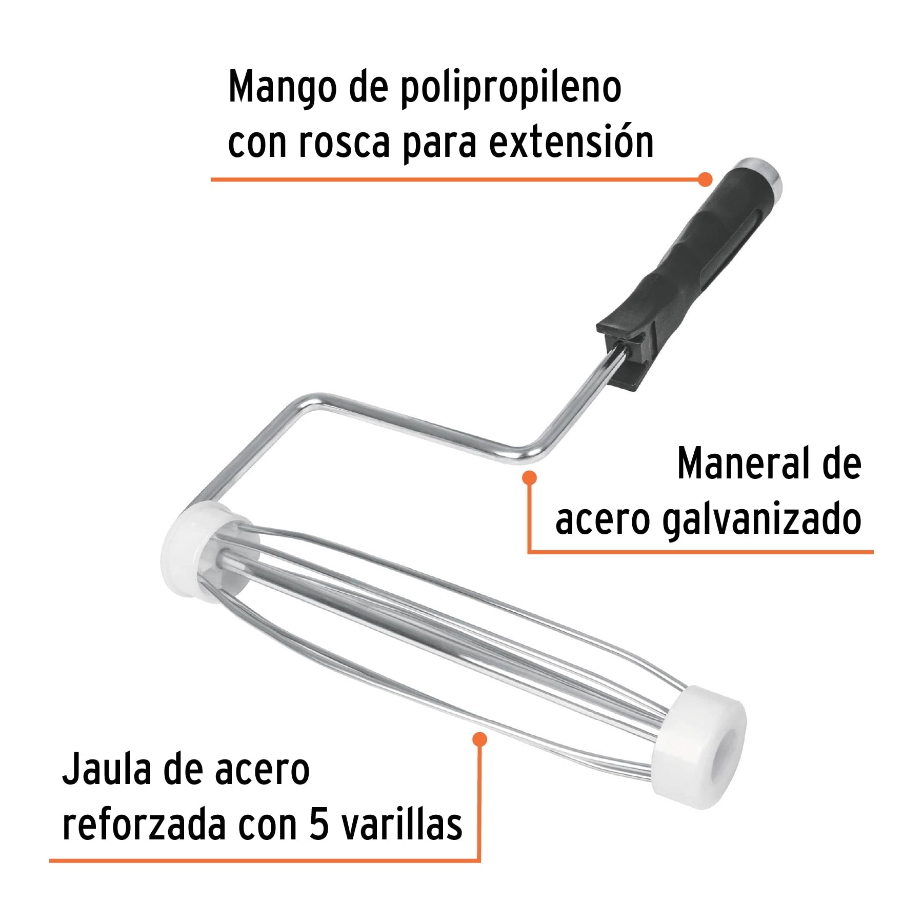 Maneral de 9", reforzado, con jaula para rodillo, TRUPER