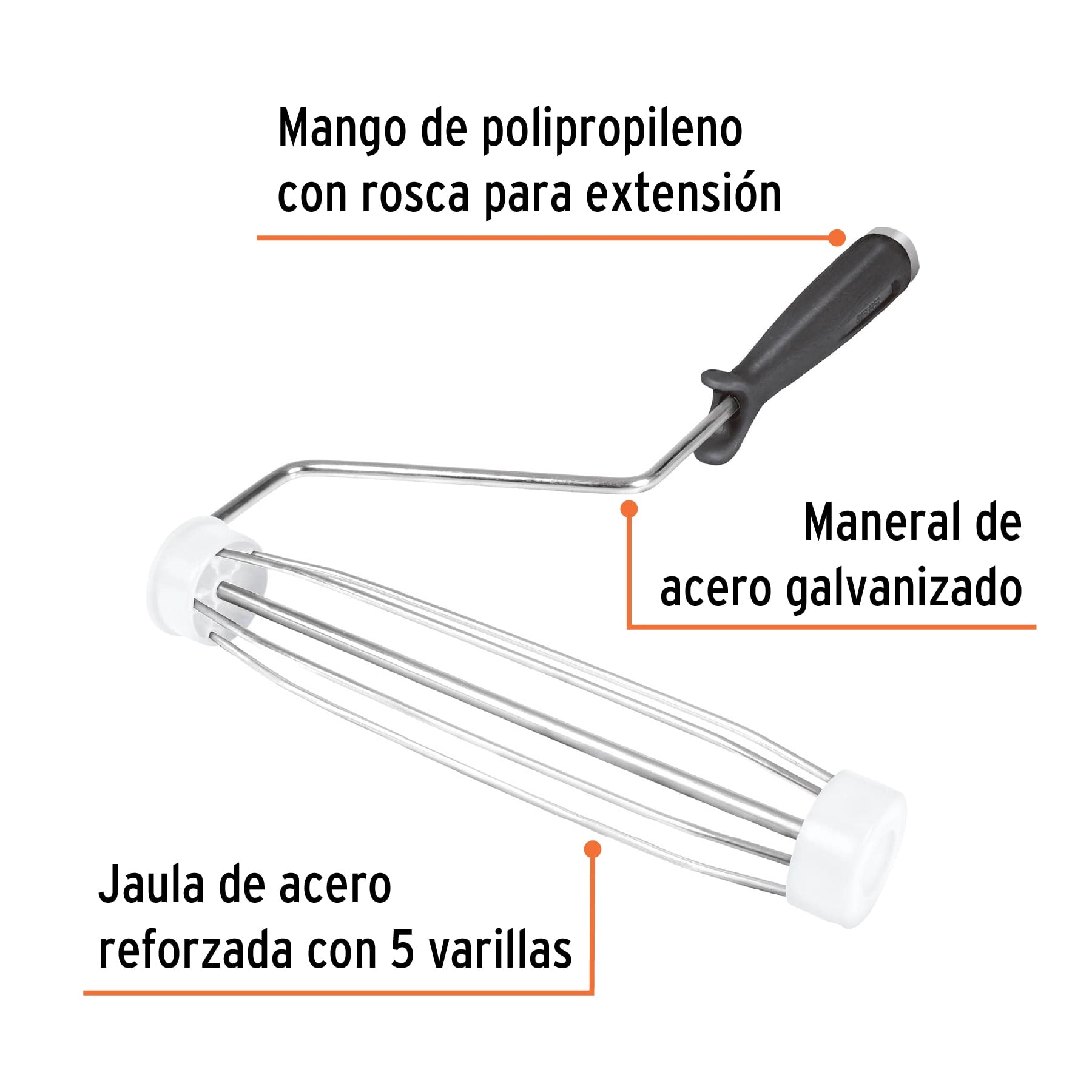 Maneral de 9" con jaula para rodillo, TRUPER