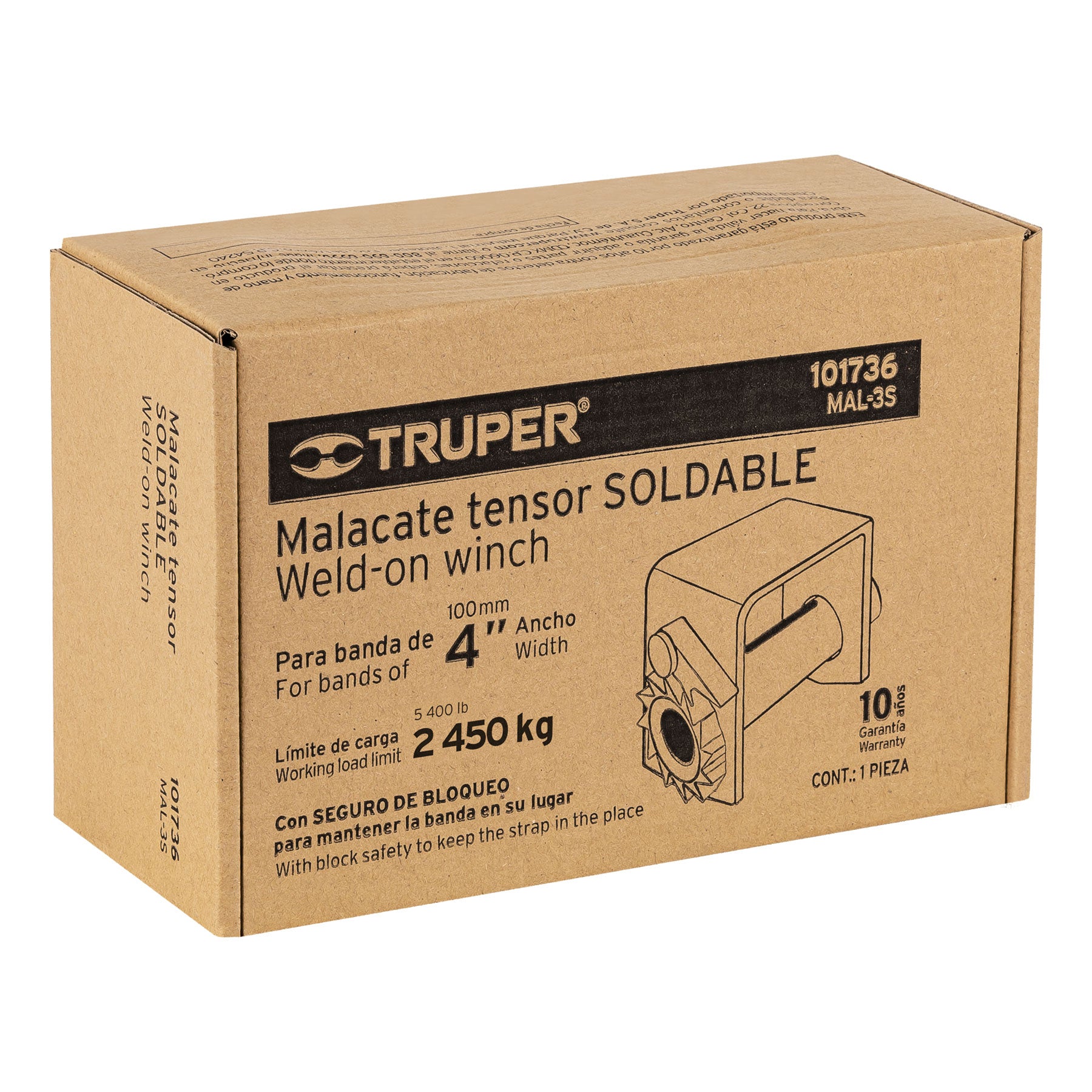 Malacate soldable para banda de 4" ancho, TRUPER