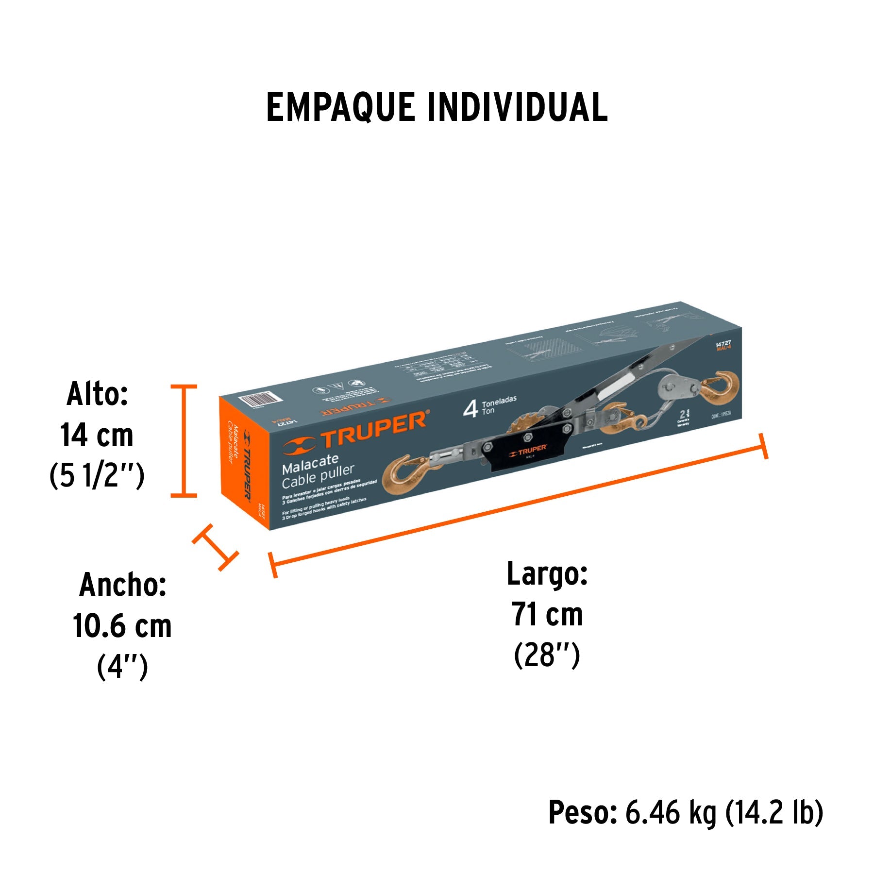 Malacate de 4 toneladas, TRUPER - Empaque