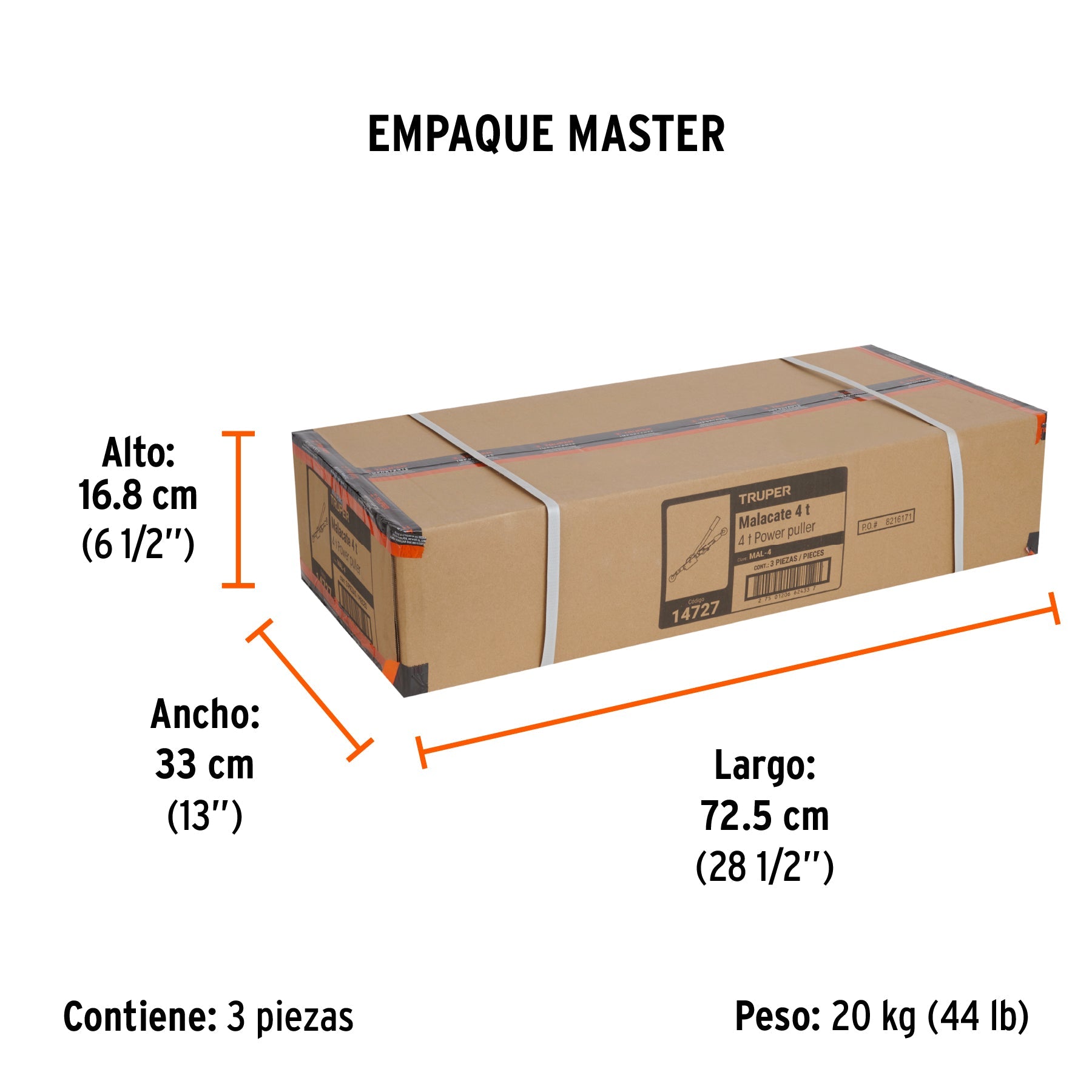 Malacate de 4 toneladas, TRUPER - Empaque