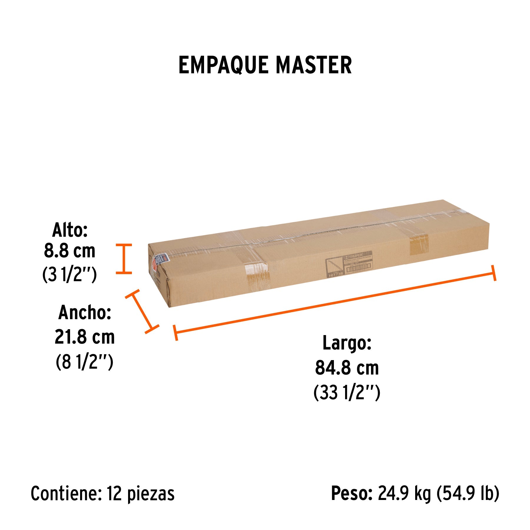 Maneral de acero de 31"para malacate, TRUPER - Empaque