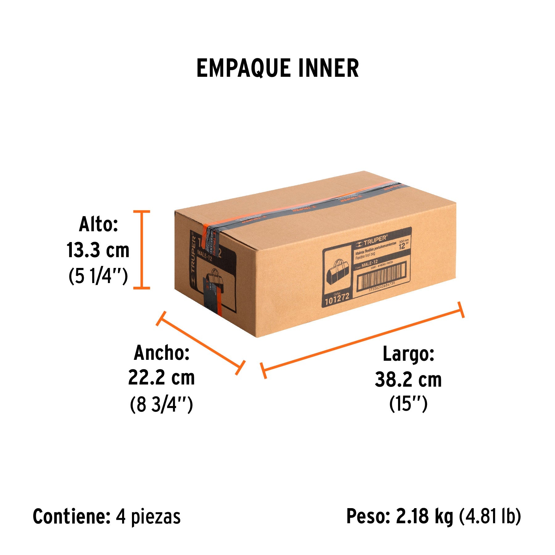 Maleta portaherramientas de 12", TRUPER - Empaque
