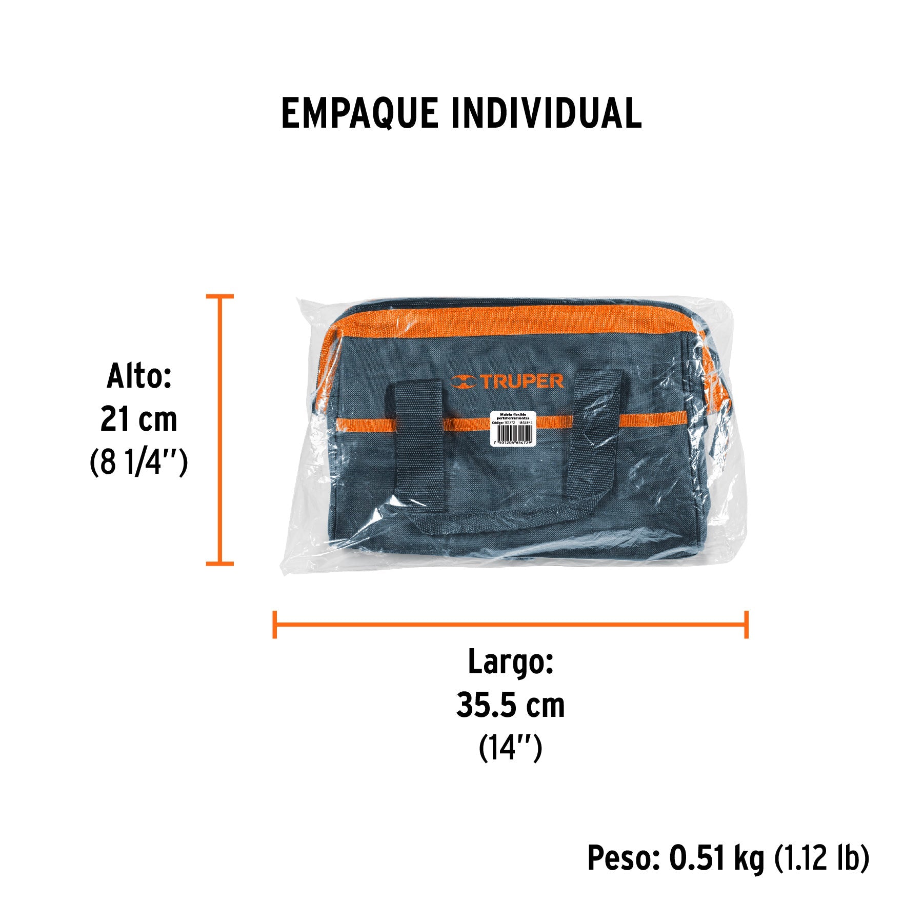 Maleta portaherramientas de 12", TRUPER - Empaque
