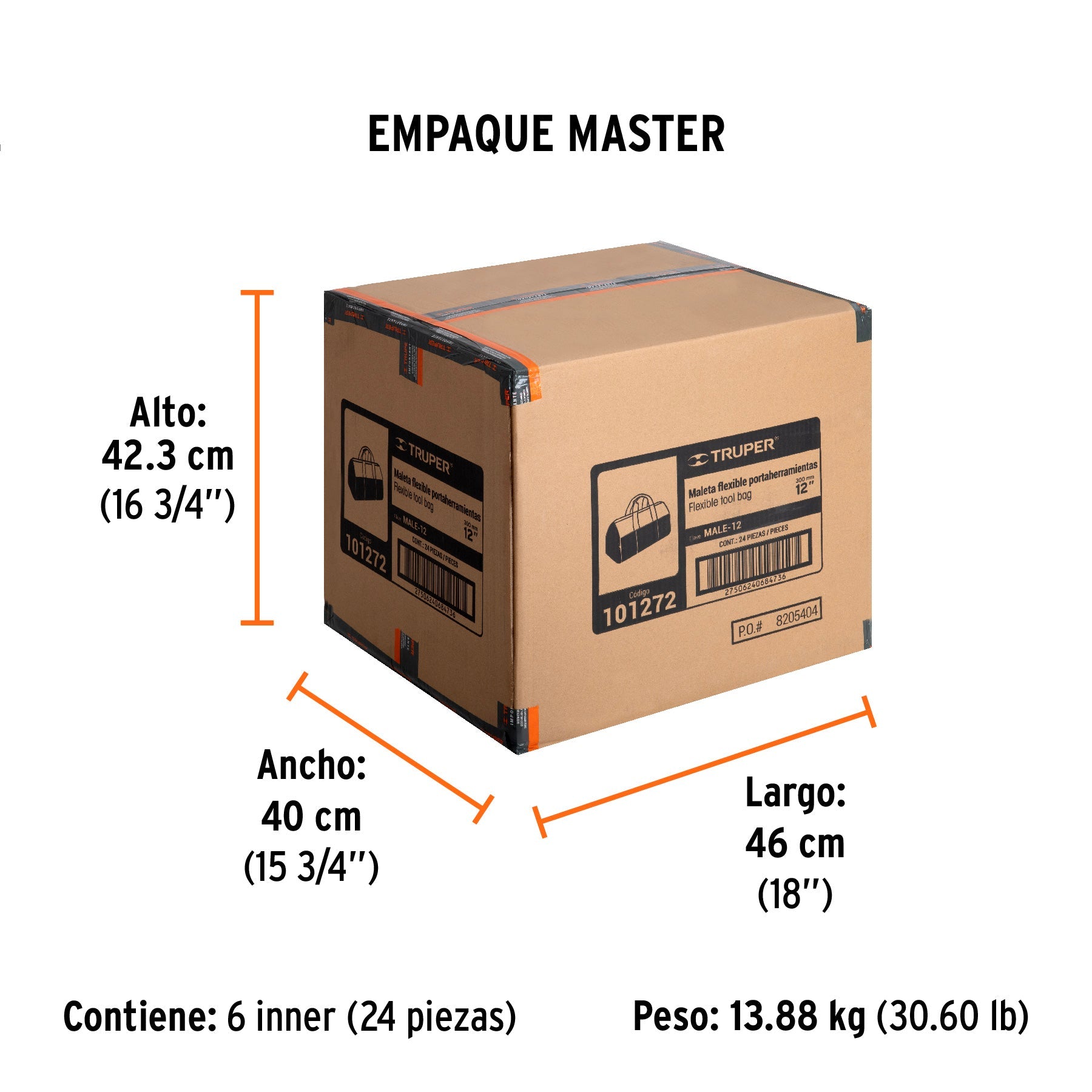 Maleta portaherramientas de 12", TRUPER - Empaque