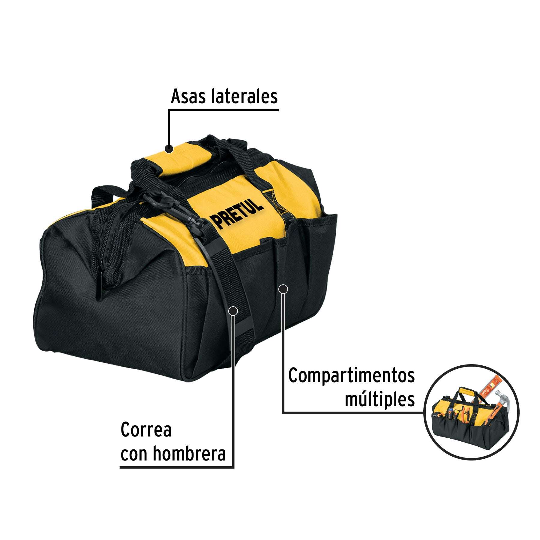Maletín portaherramientas 14", PRETUL