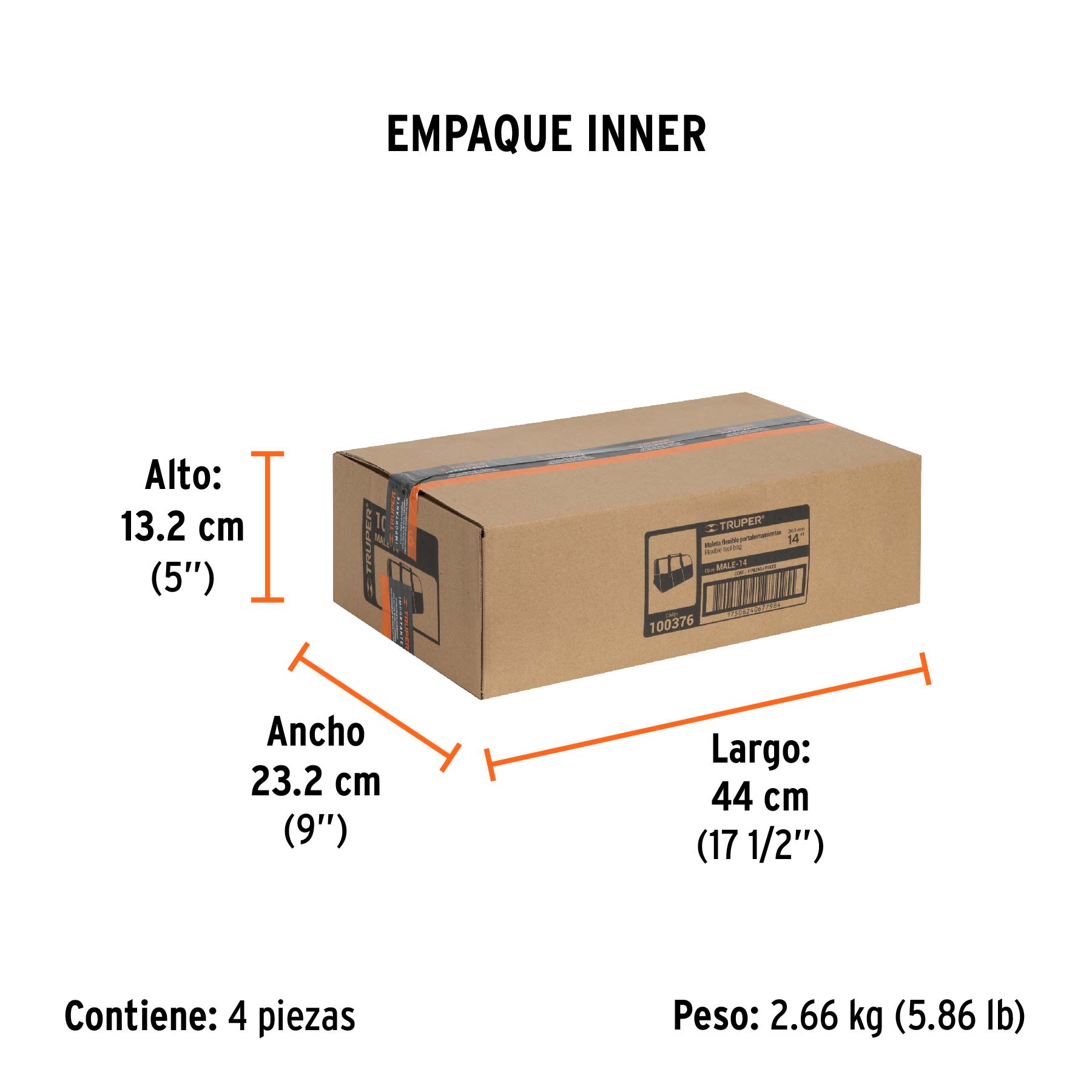 Maleta portaherramientas de 14", TRUPER - Empaque