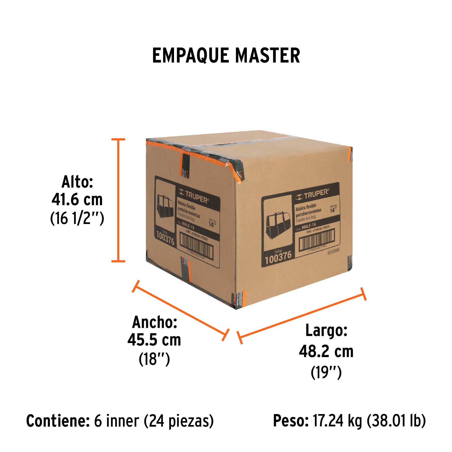 Maleta portaherramientas de 14", TRUPER - Empaque