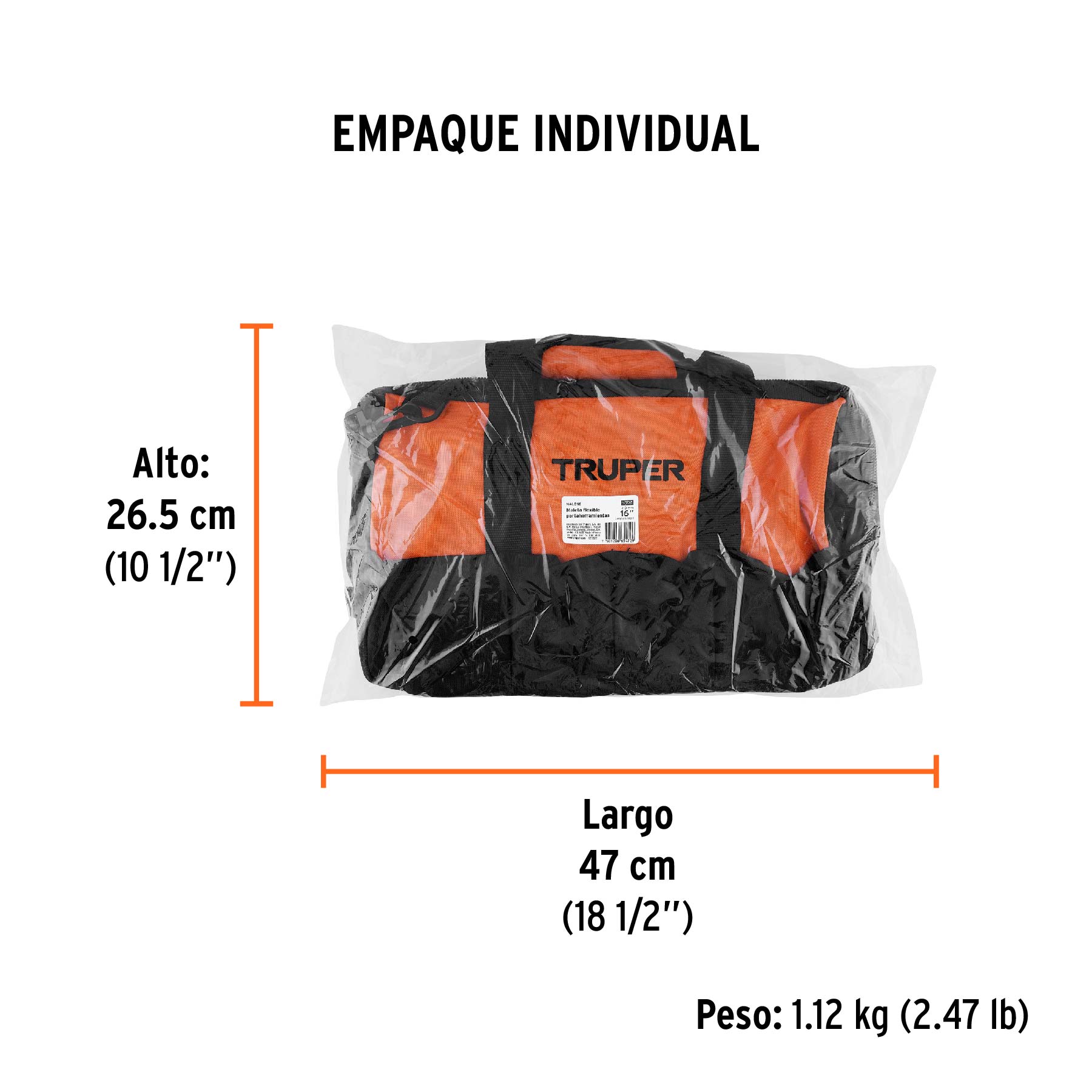 Maleta portaherramientas de 16", TRUPER - Empaque