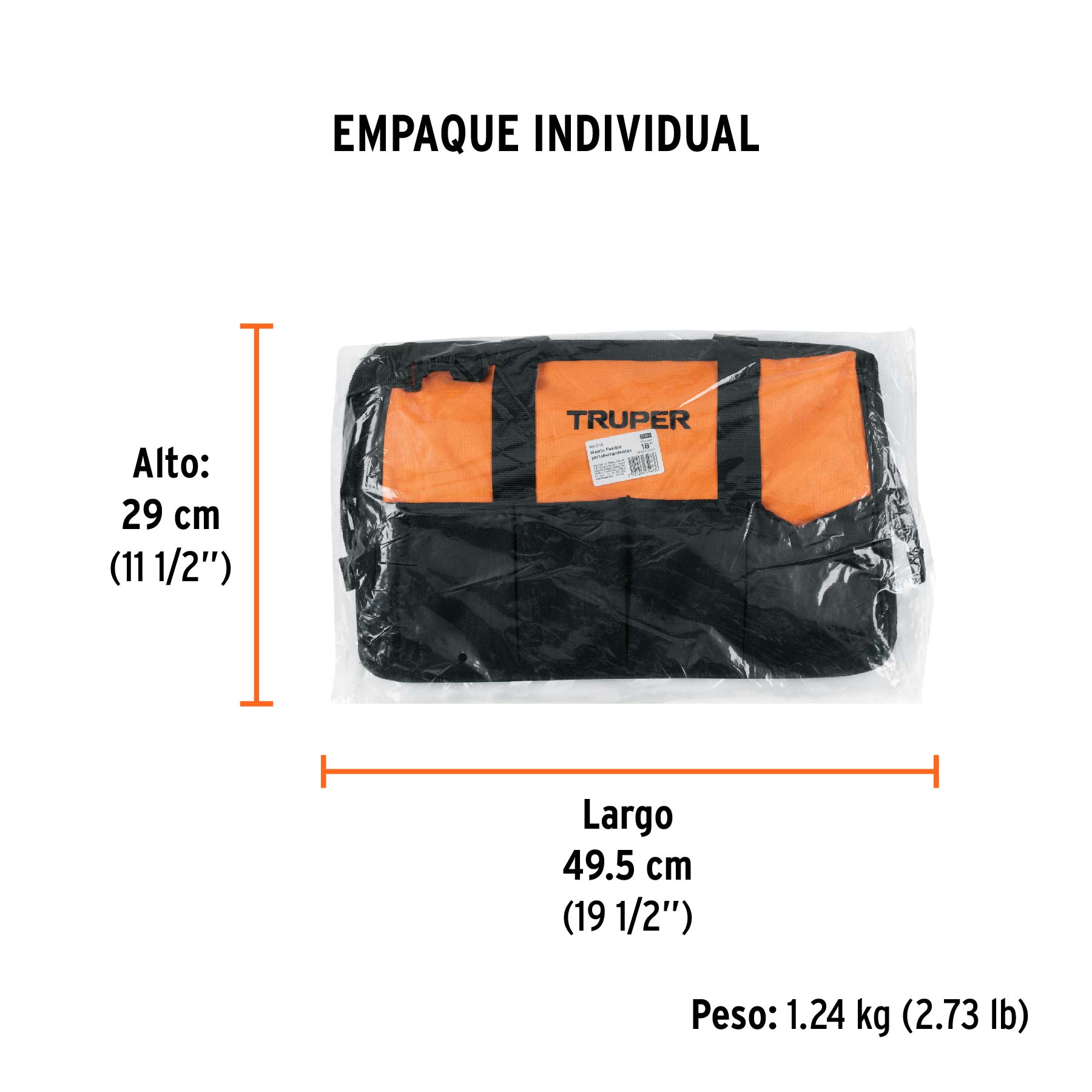Maleta portaherramientas de 18", TRUPER - Empaque