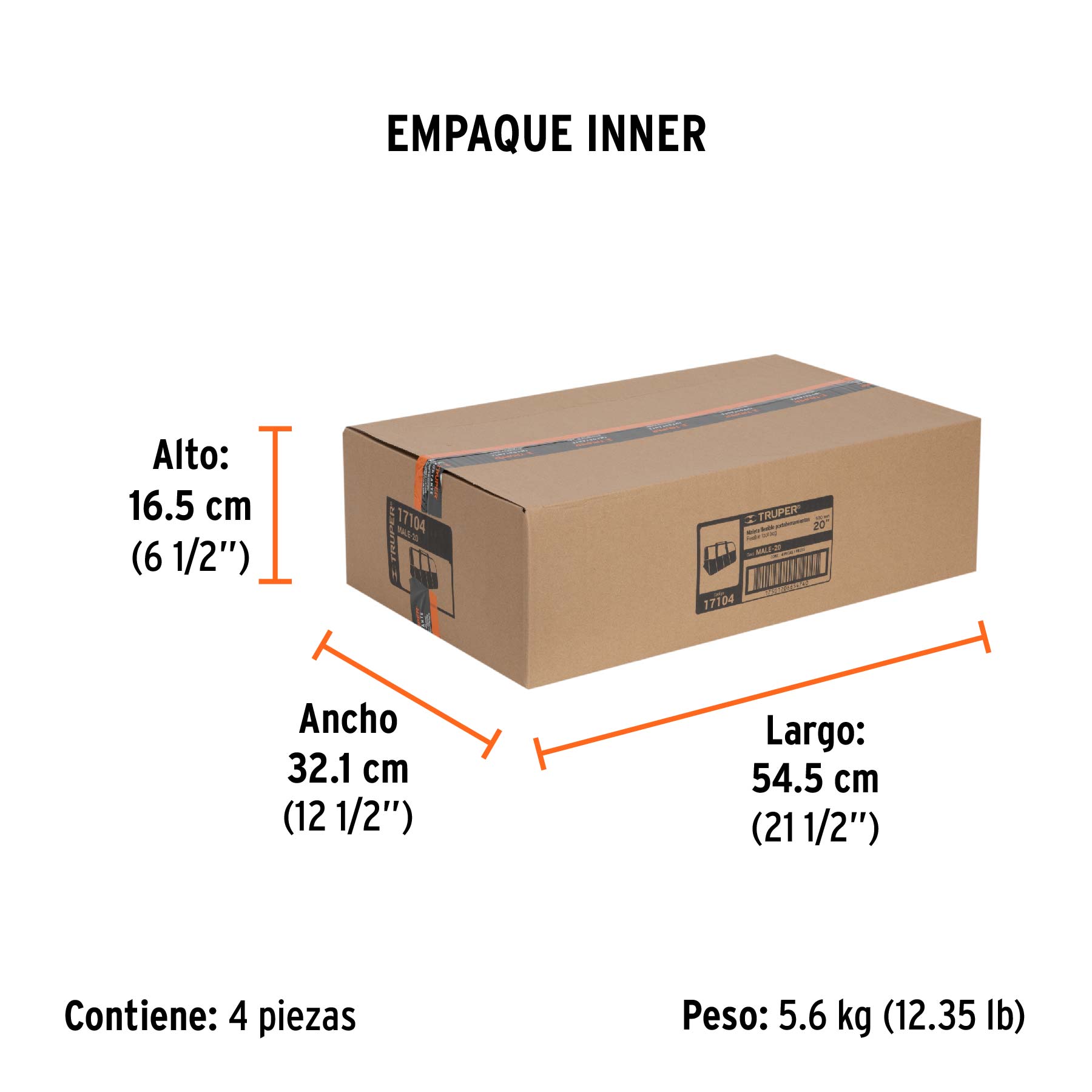 Maleta portaherramientas de 20", TRUPER - Empaque