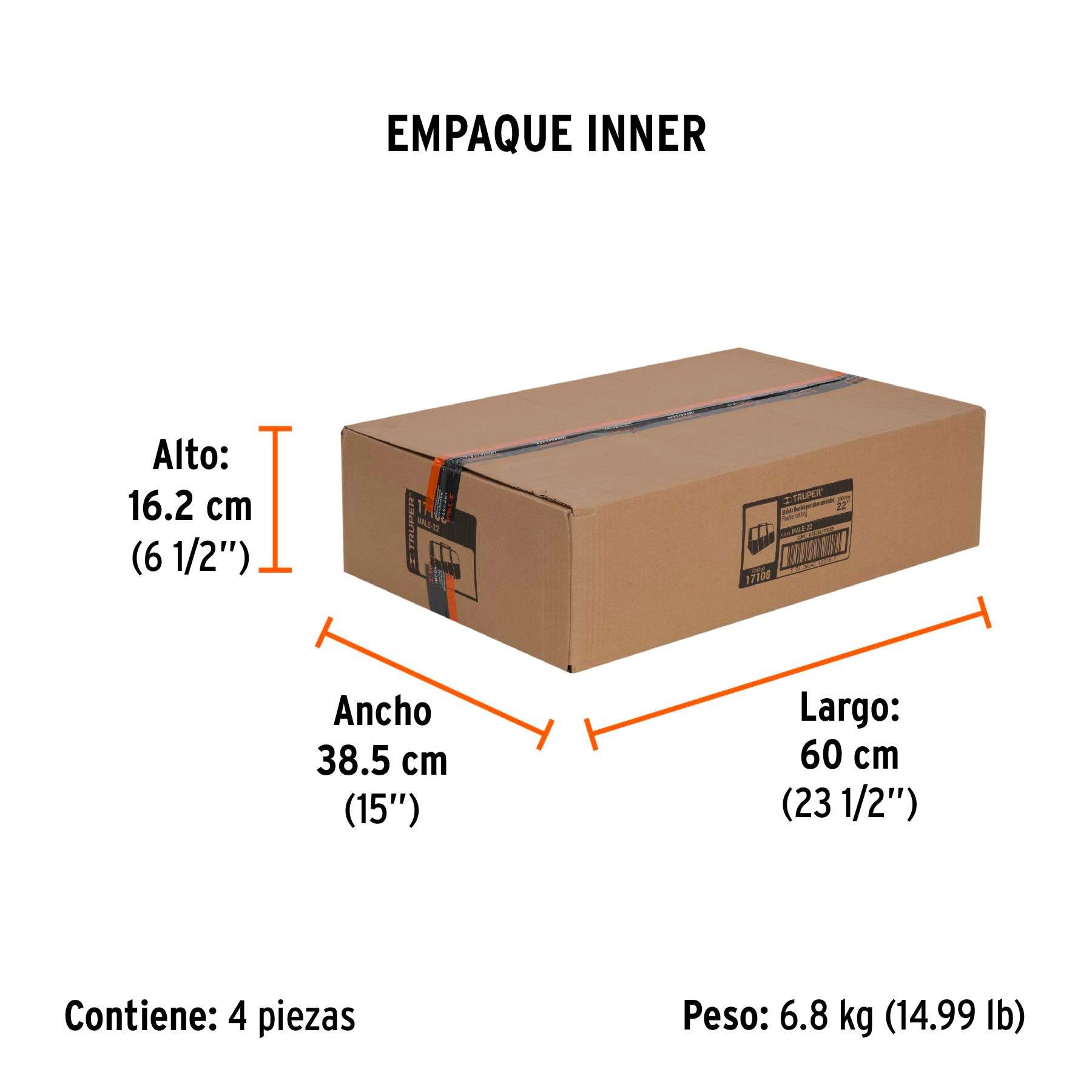 Maleta portaherramientas de 22", TRUPER - Empaque