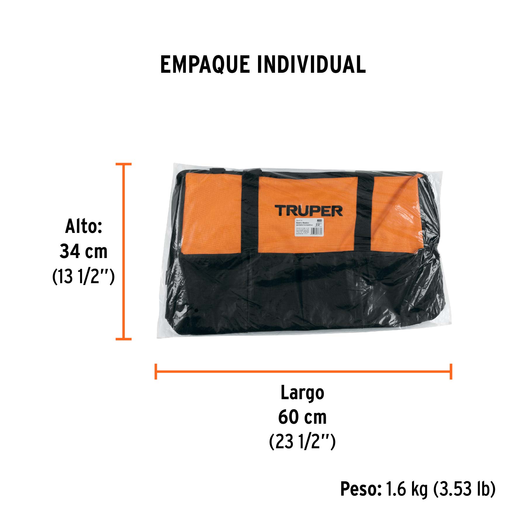 Maleta portaherramientas de 22", TRUPER - Empaque