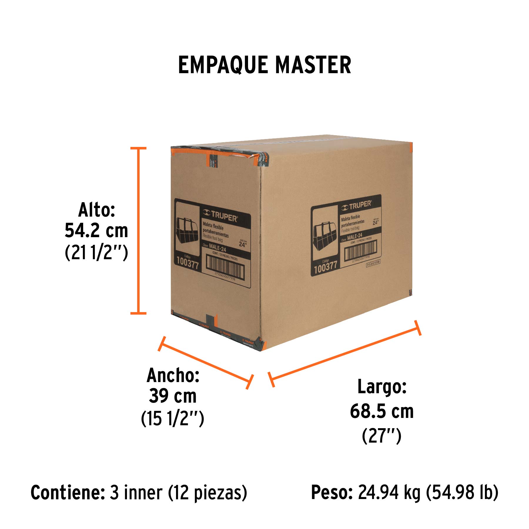 Maleta portaherramientas de 24", TRUPER - Empaque